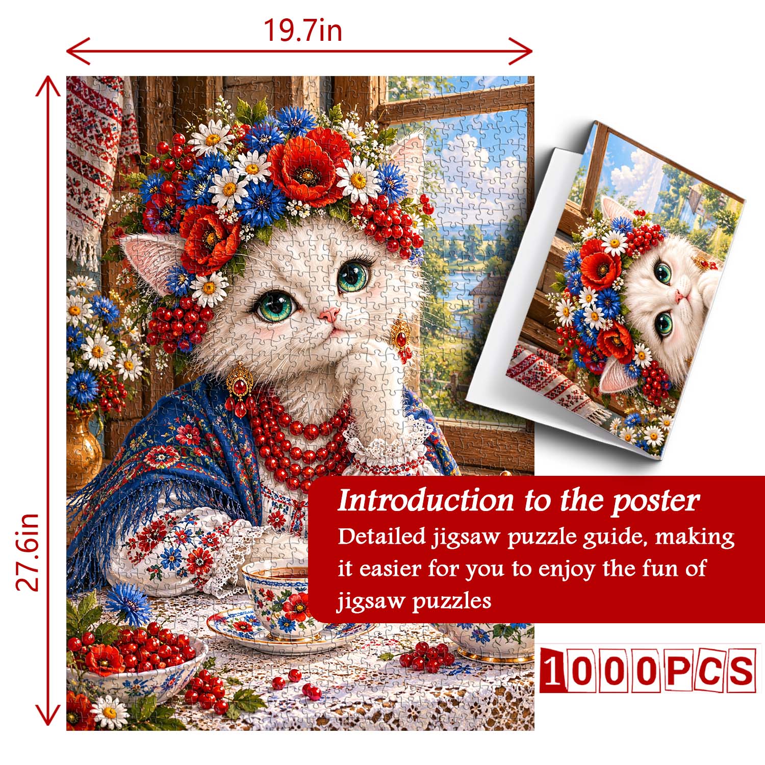 Floral Feline Jigsaw Puzzle 1000 Pieces