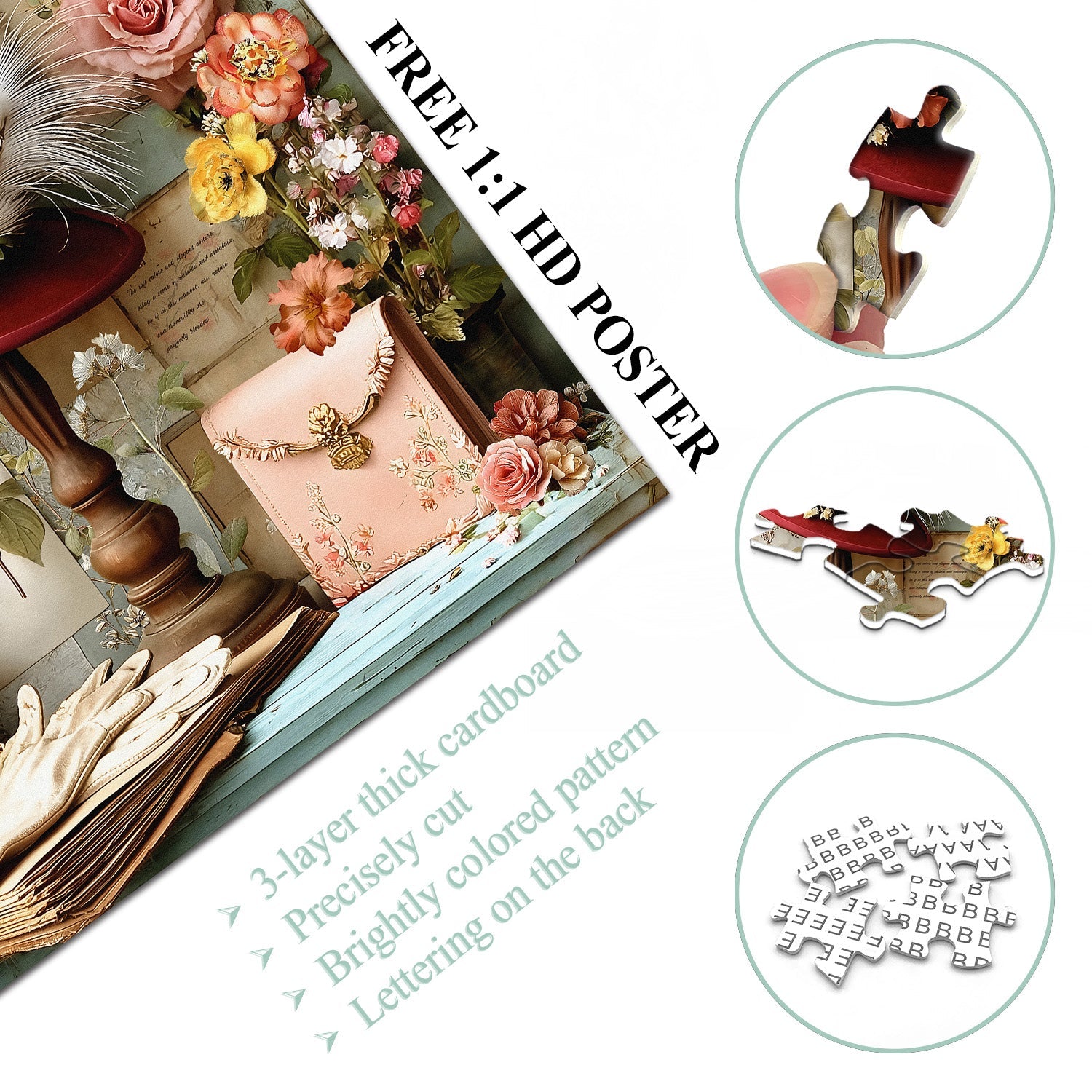 Puzzle con cappello floreale vintage da 1000 pezzi