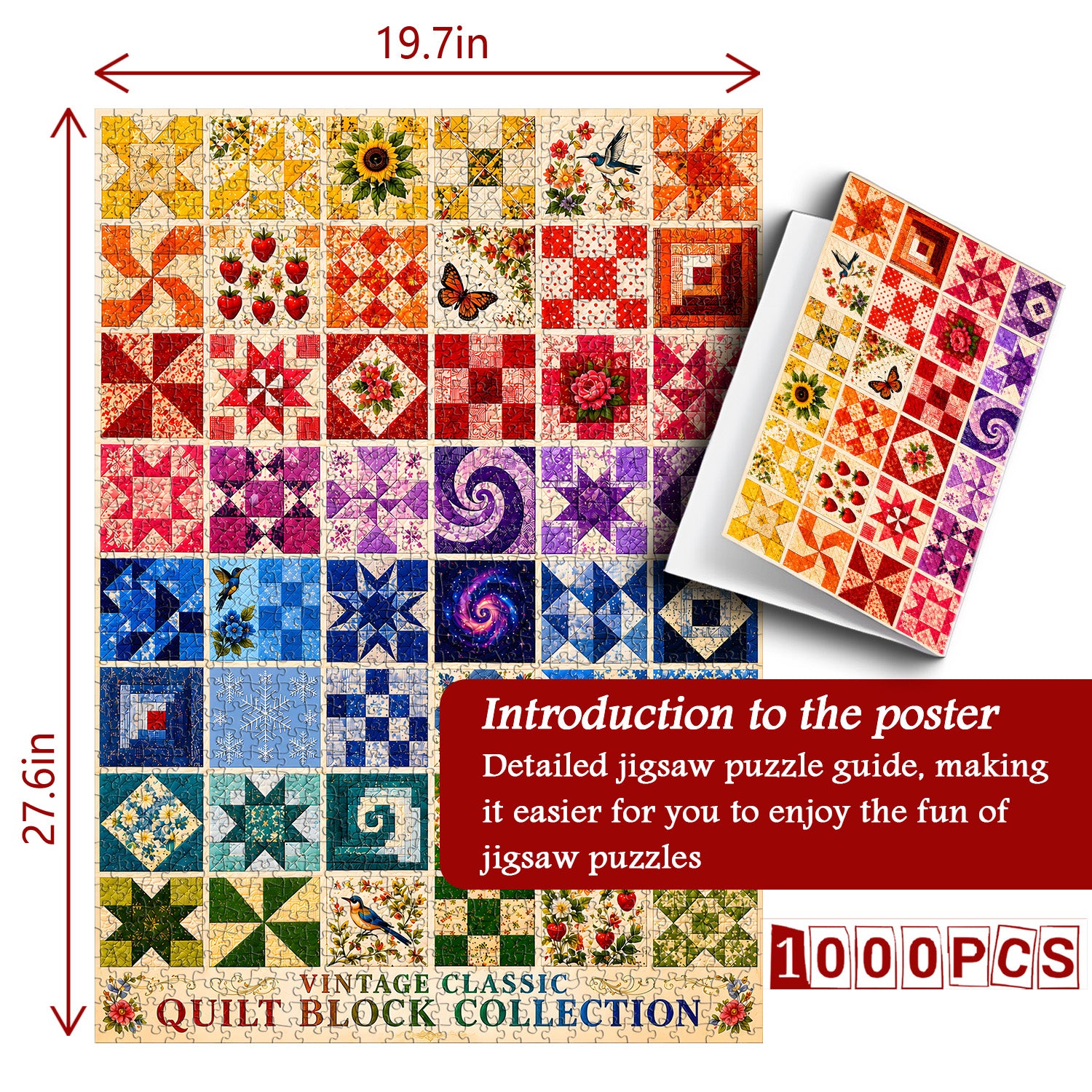 Vintage Fabric Collage Art Collection Jigsaw Puzzle 1000 Pieces