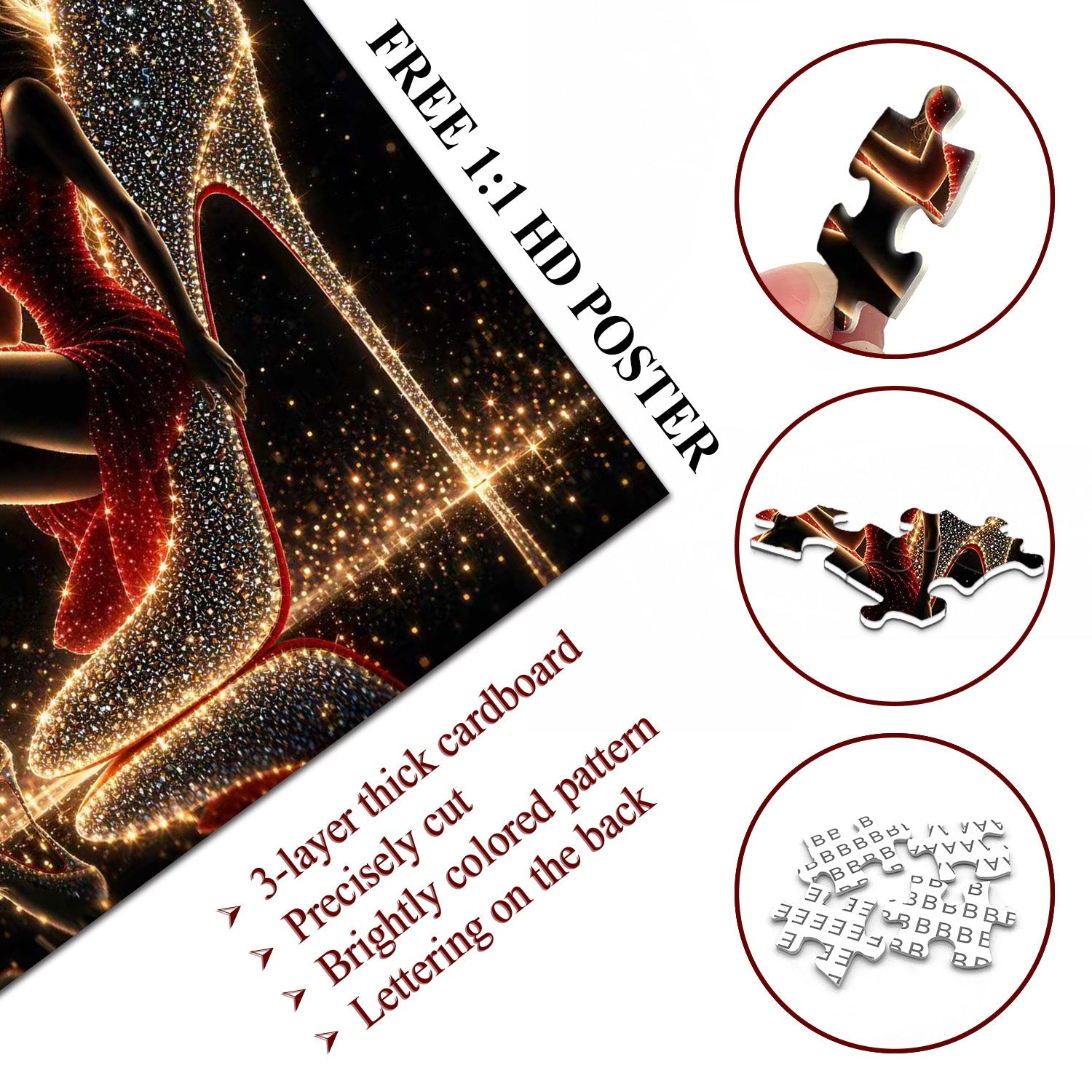 Puzzle rosso e scintillante notturno da 1000 pezzi