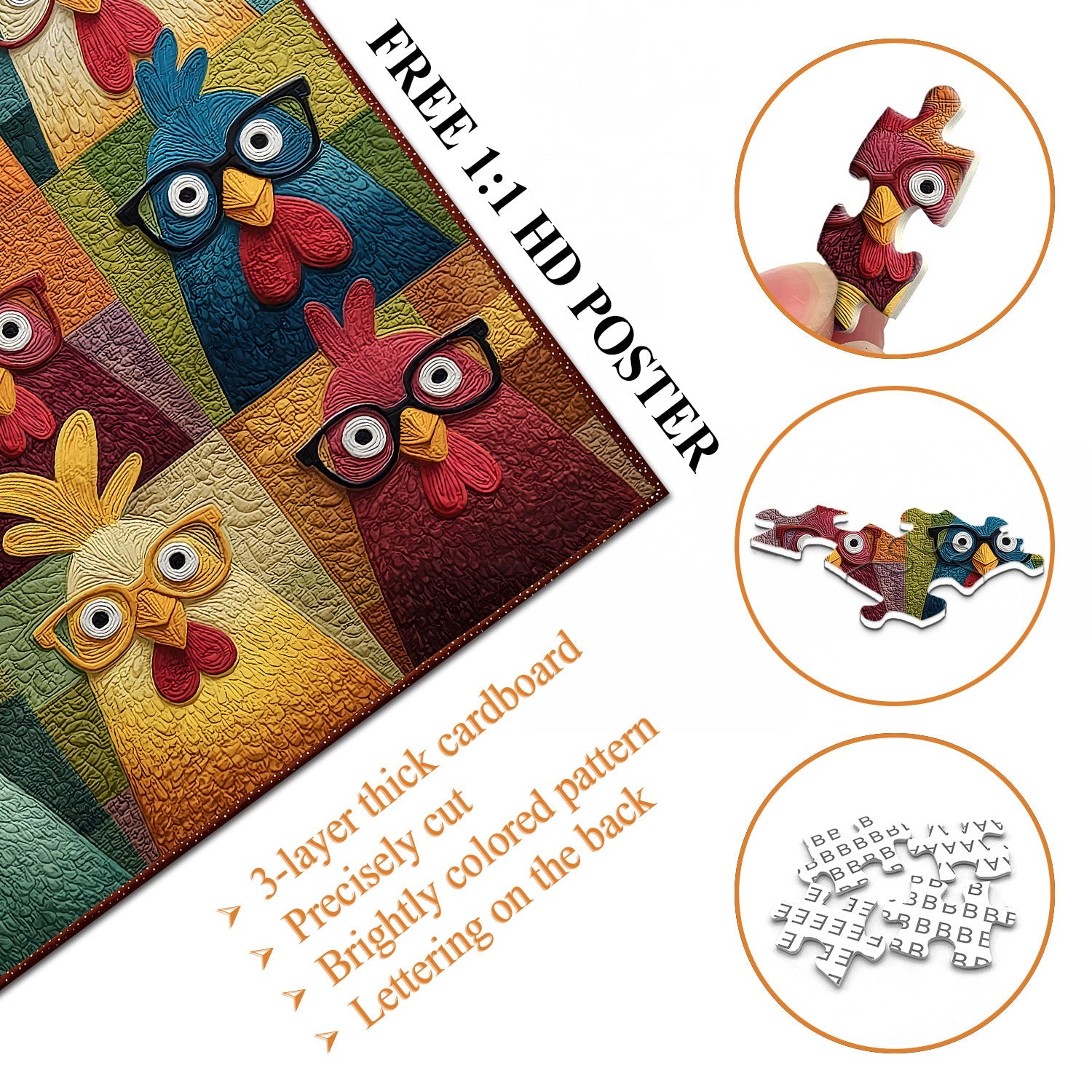 Stoff-Huhn-Spaß-Puzzle, 1000 Teile