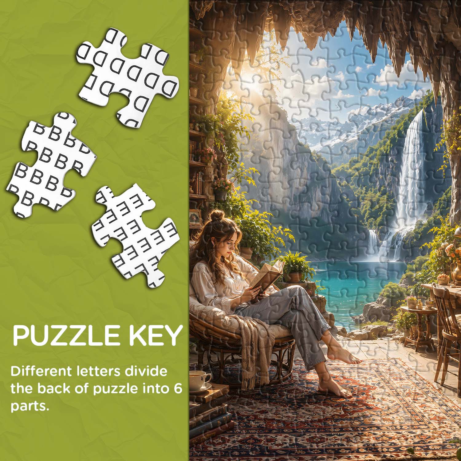 Mountain Waterfall Library Jigsaw Puzzle 1000 Pieces