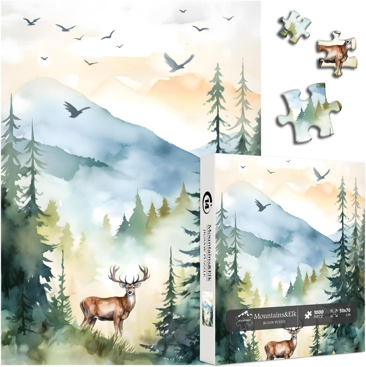 Mountains&Elk Jigsaw Puzzle 1000 Pieces