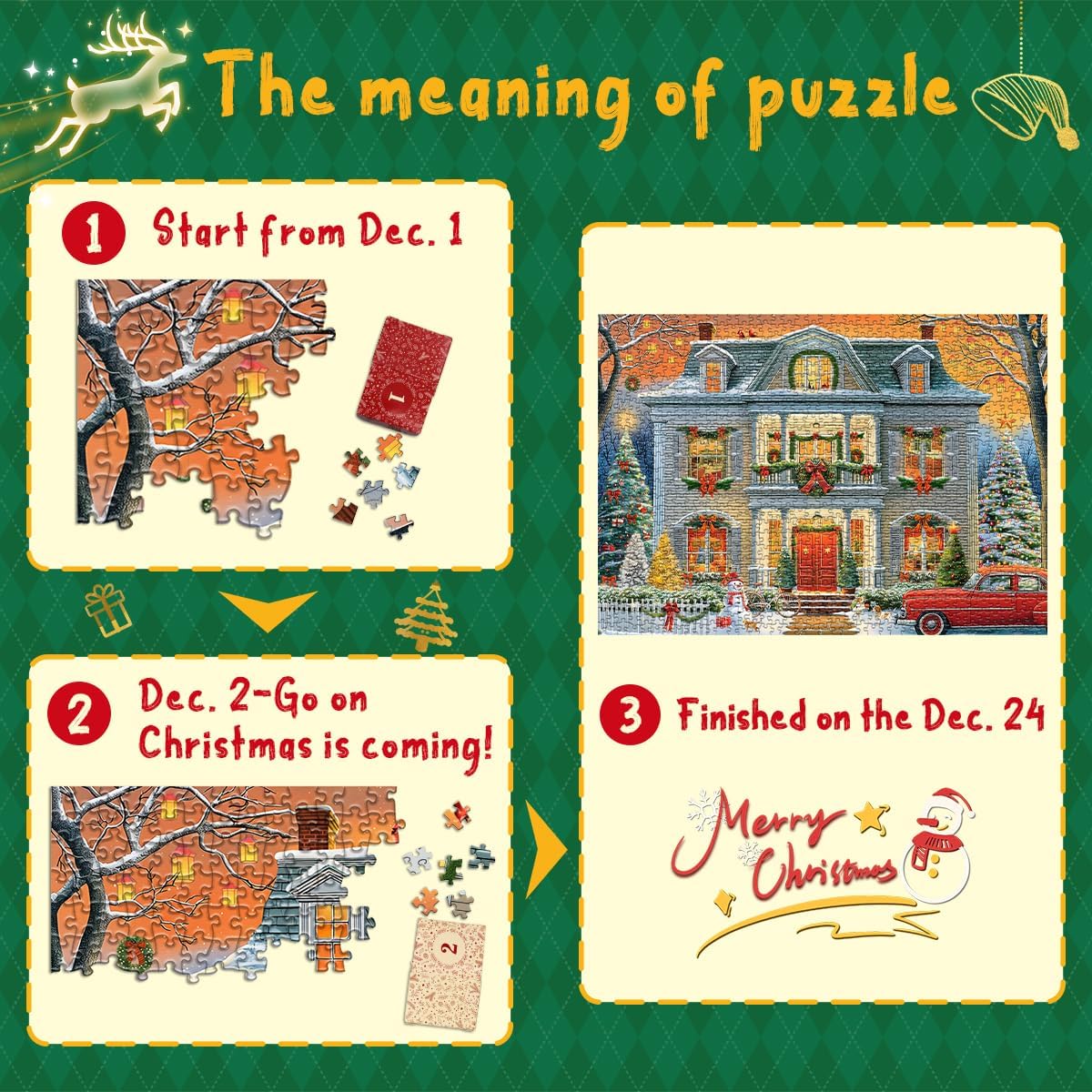 Christmas House Advent Calendar Jigsaw Puzzle 1000 Pieces