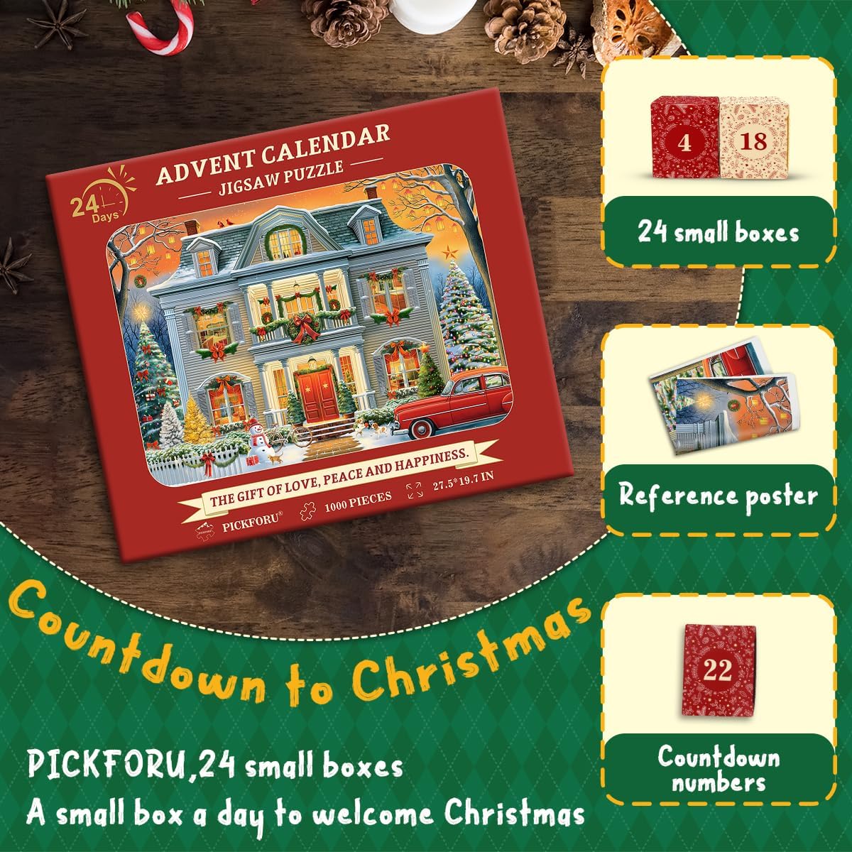 Christmas House Advent Calendar Jigsaw Puzzle 1000 Pieces