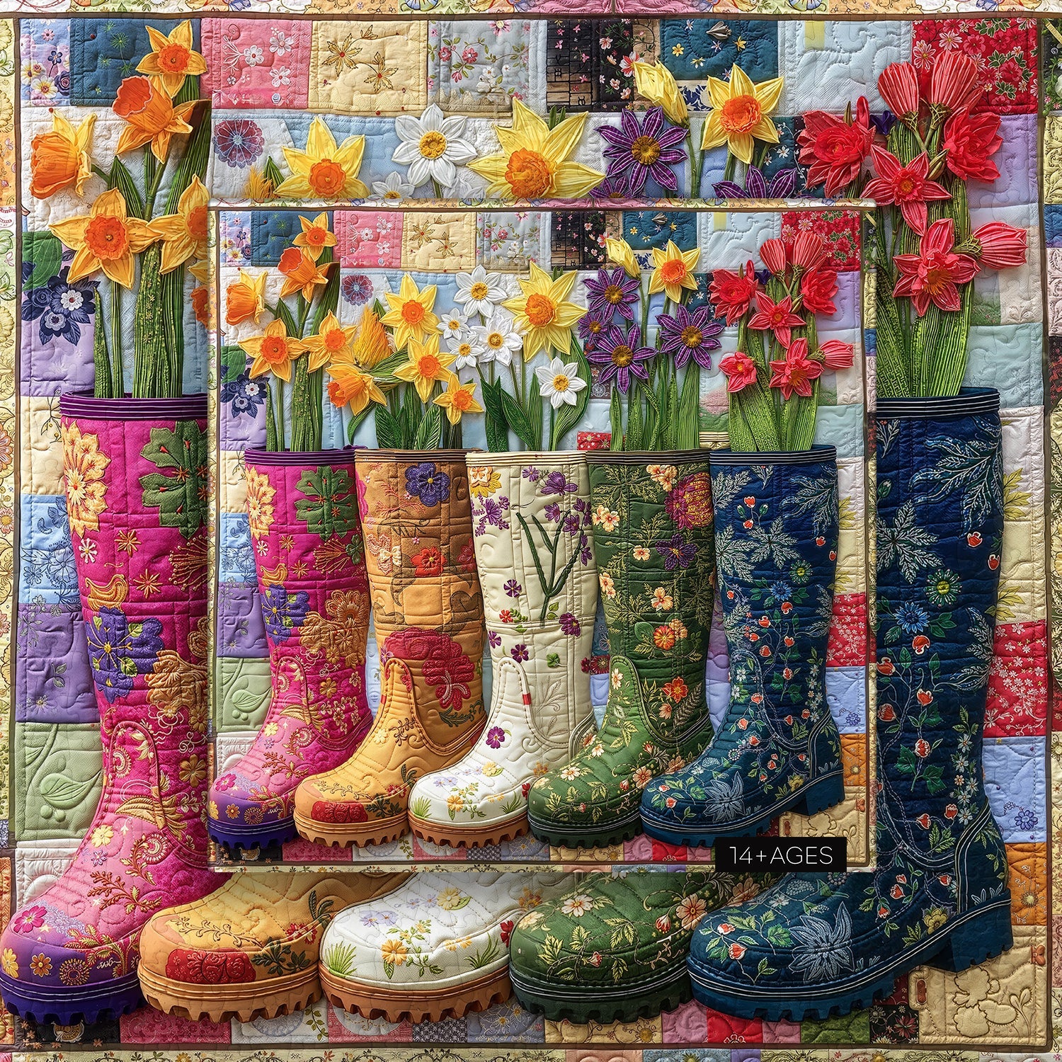 Botas de jardín floral rompecabezas 1000 piezas