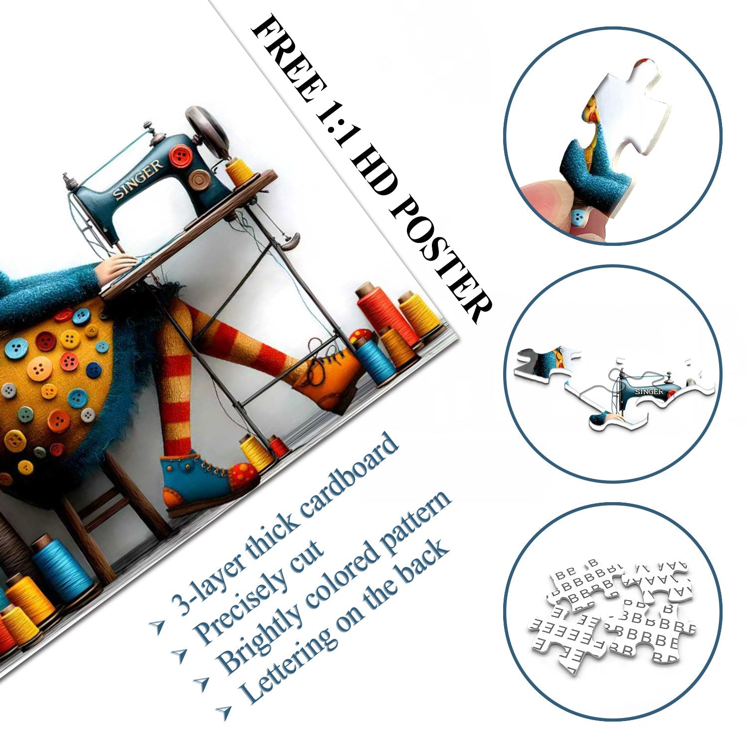 Nähendes Mädchen-Puzzle 1000 Teile