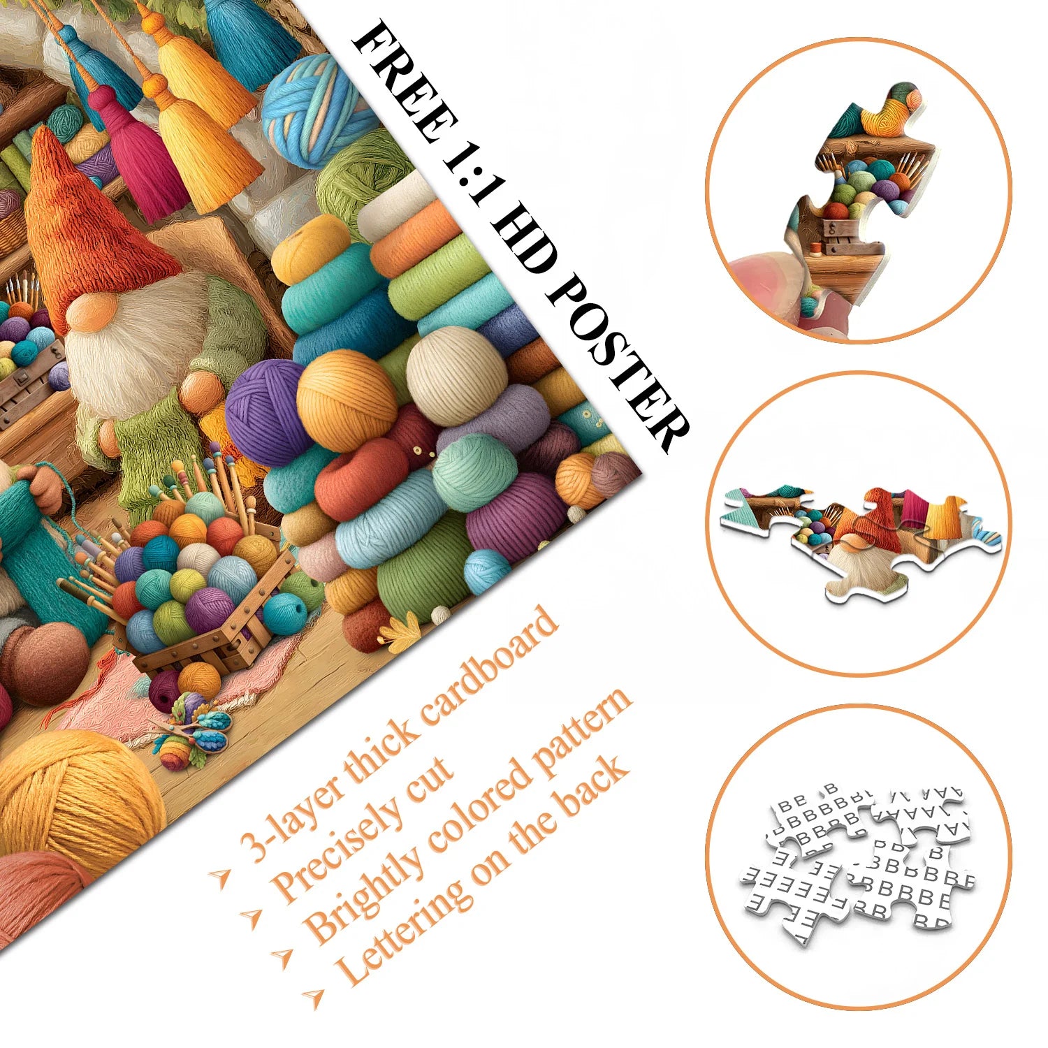 Knit Gnomes Jigsaw Puzzle 1000 Pieces