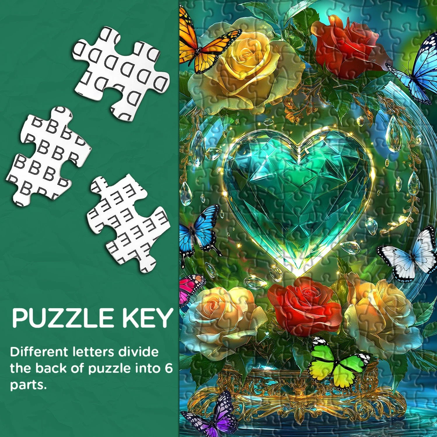 Puzzle da giardino con cuore di cristallo, 1000 pezzi