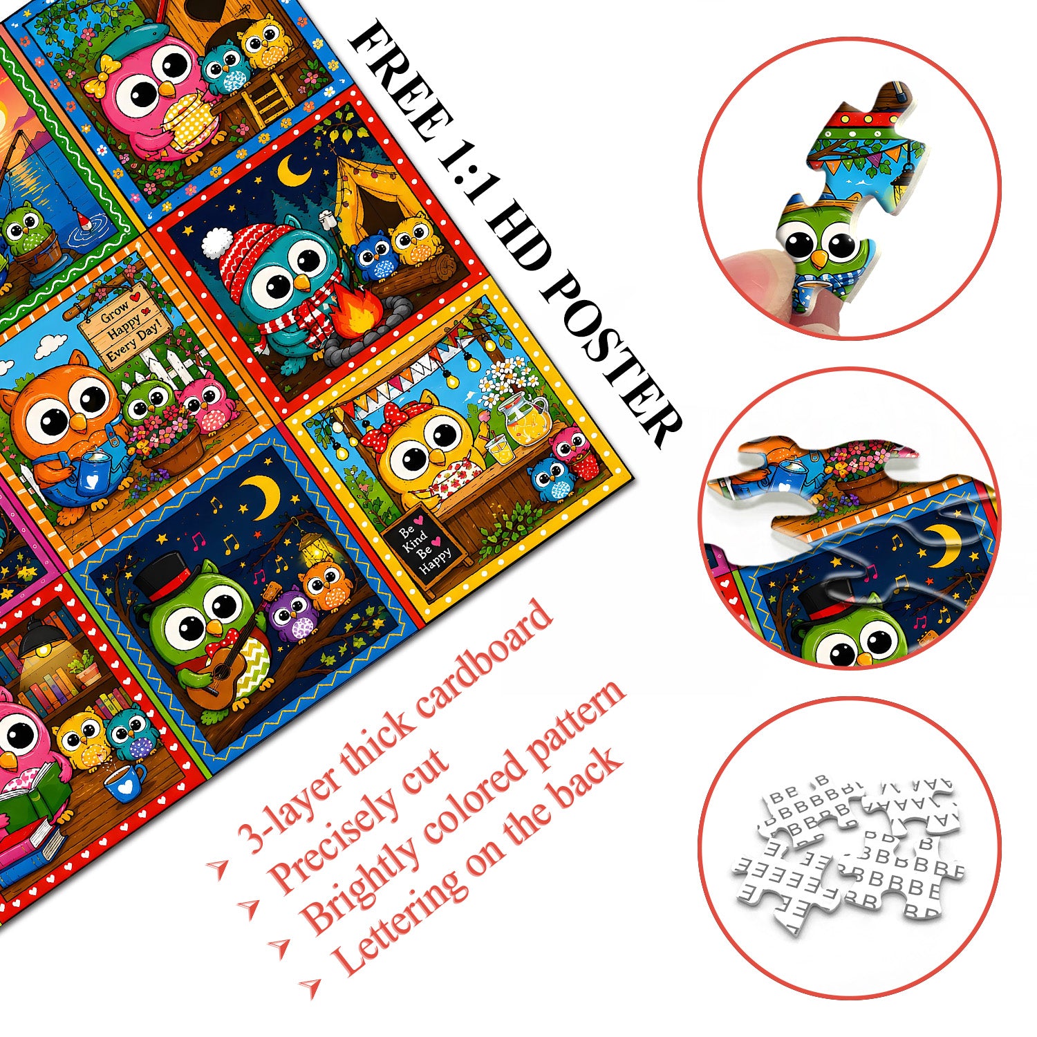 Niedliche Eulen-Kollektion, 1000-teiliges Puzzle
