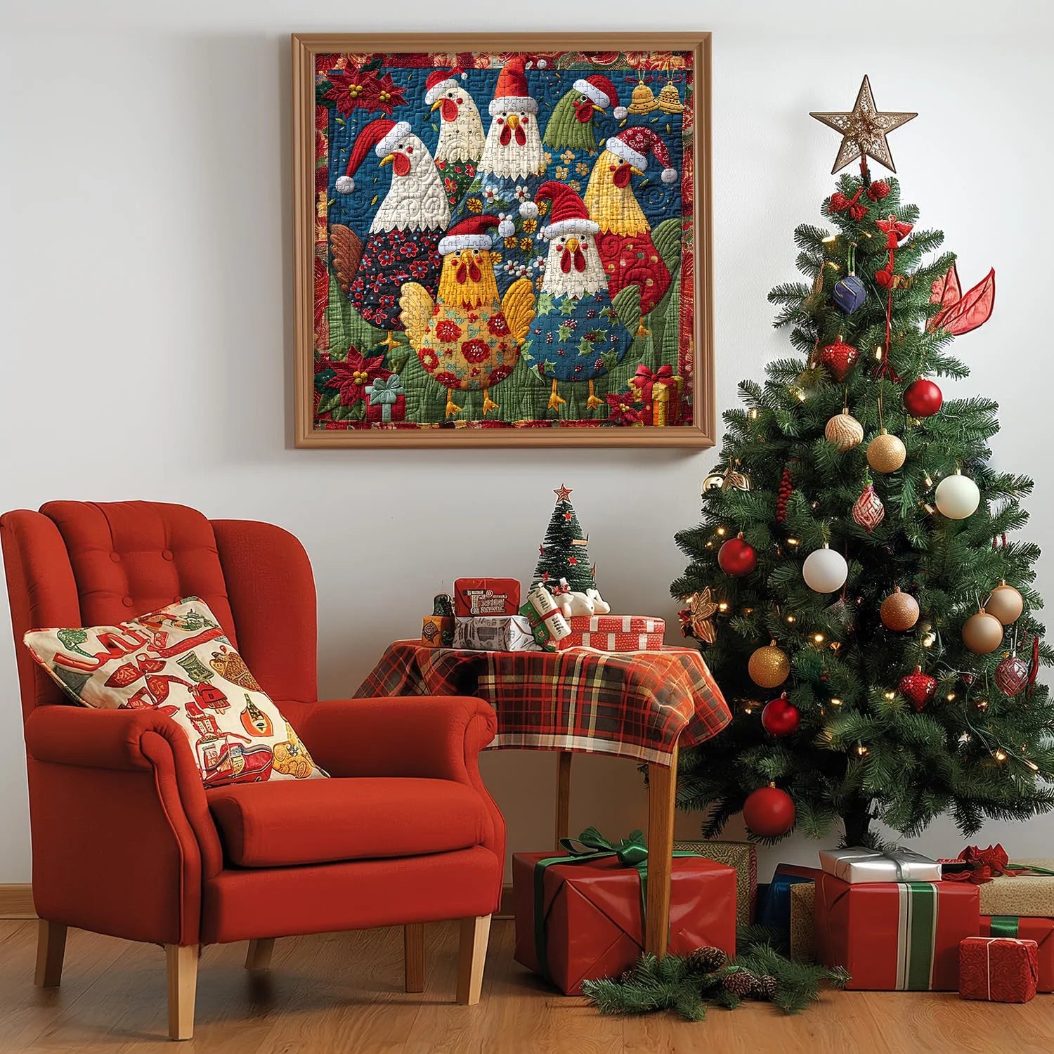 Mignon poulets de Noël puzzle 1000 pièces