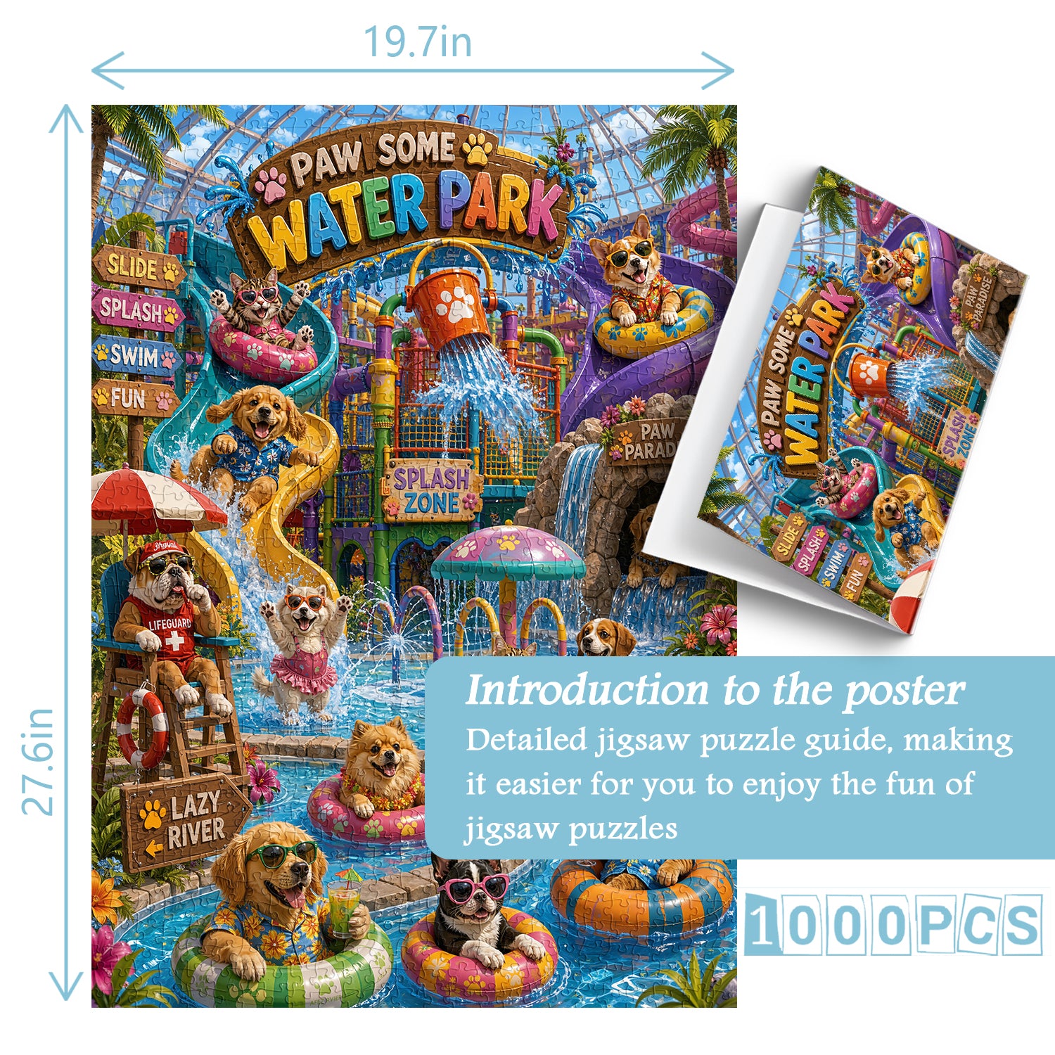 Cute Pet Water Park Jigsaw Puzzle 1000 Pieces