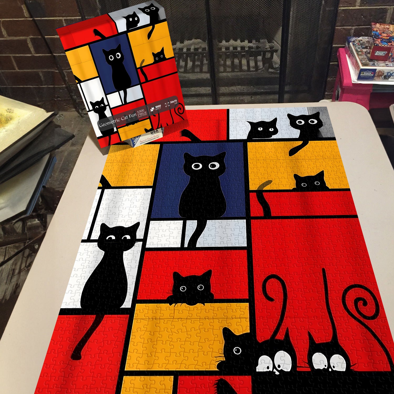 Geometric Cat Fun Jigsaw Puzzle 1000 Pieces