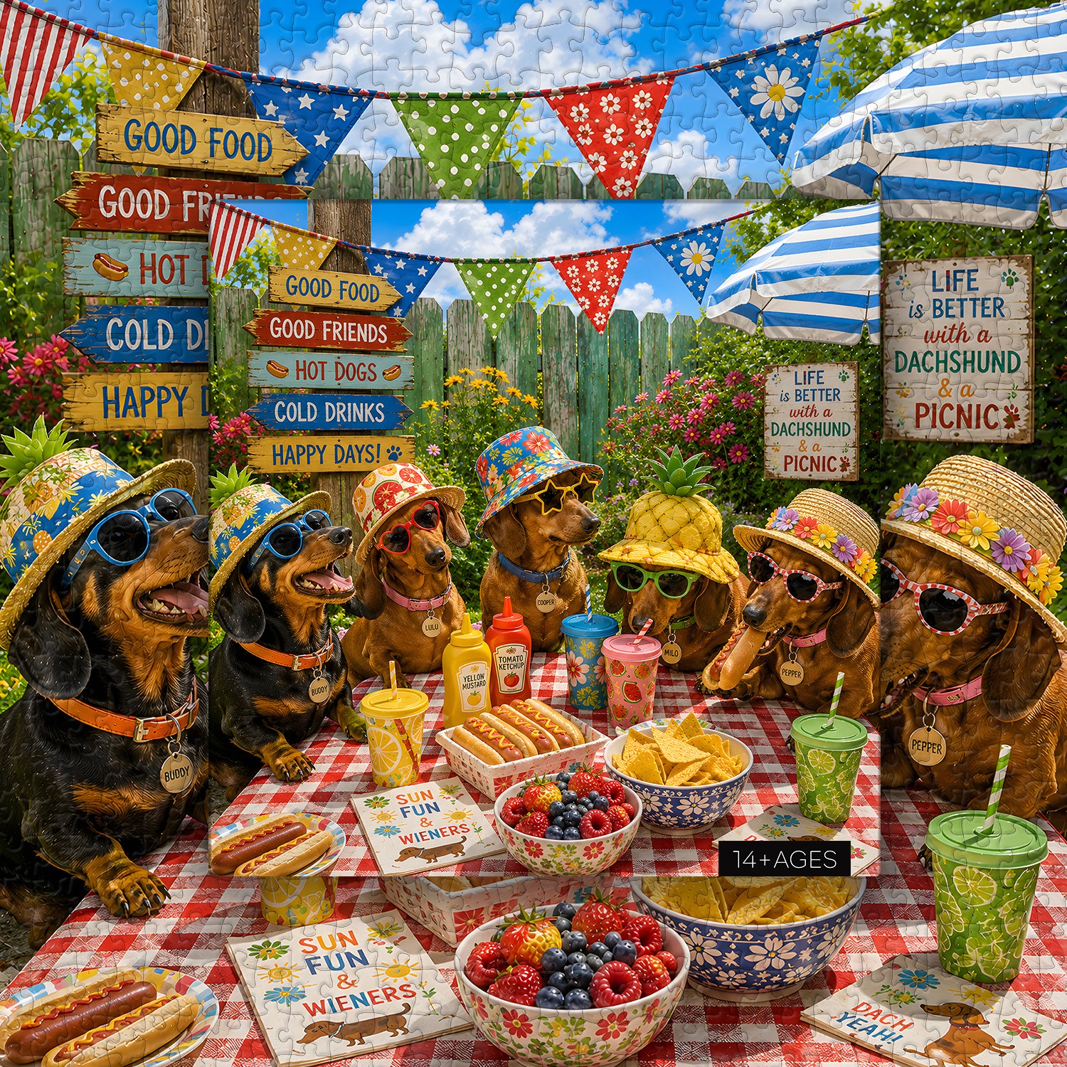Dachshund Picnic Party Jigsaw Puzzle 1000 Pieces
