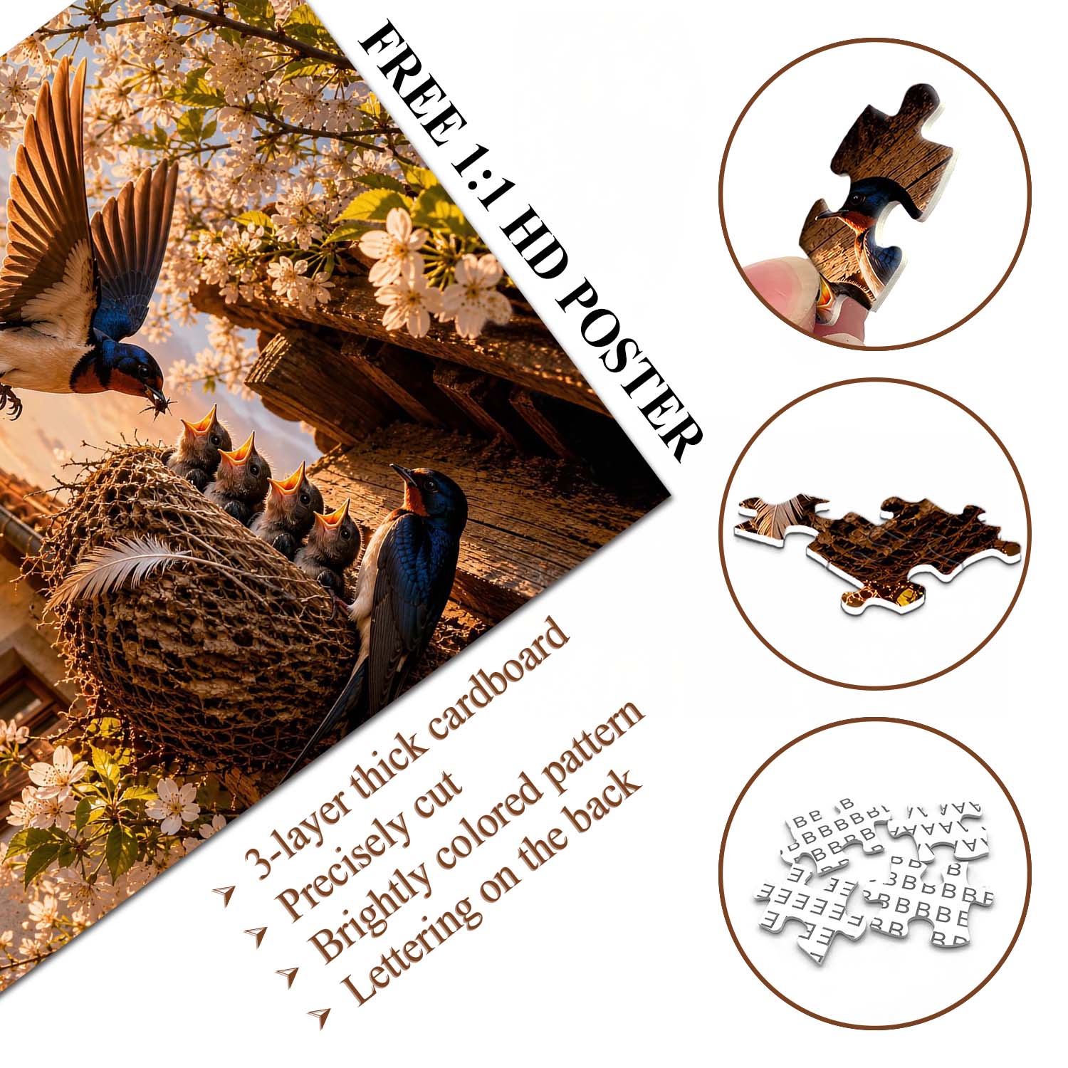Spring Swallow Brood Jigsaw Puzzle 1000 Pieces