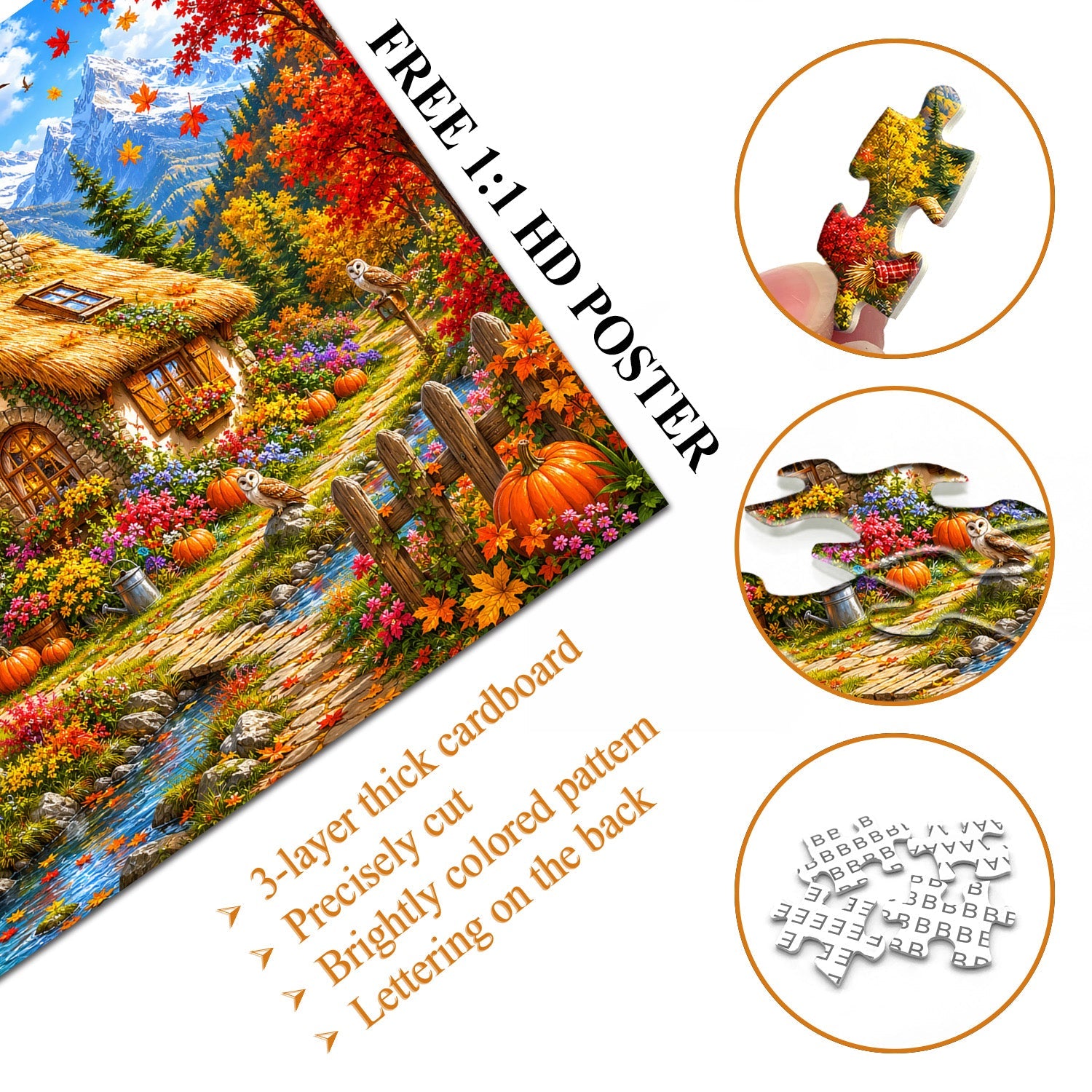 Herbst-Kürbis-Cottage-Puzzle, 1000 Teile