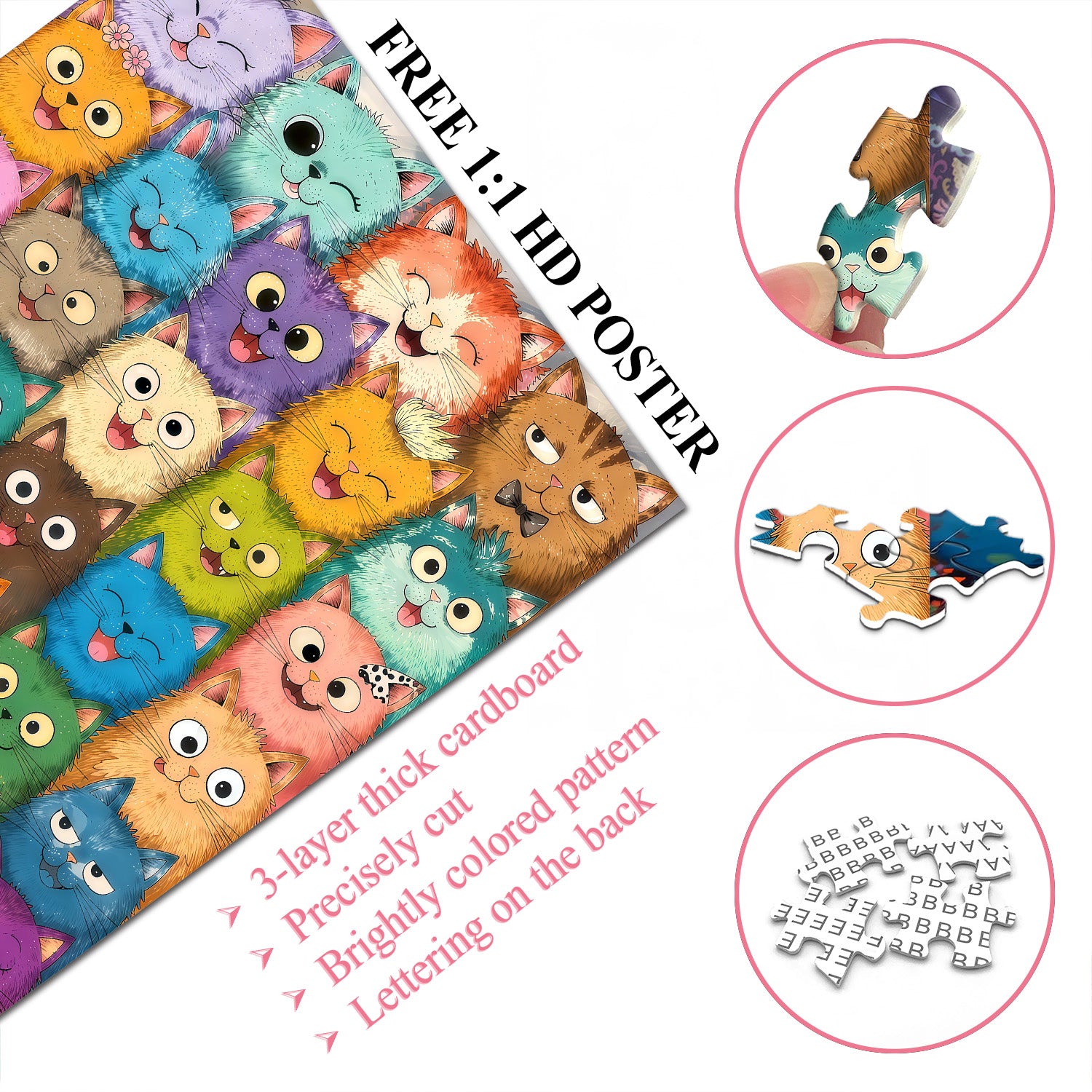 Colorful Cats Jigsaw Puzzle 1000 Pieces