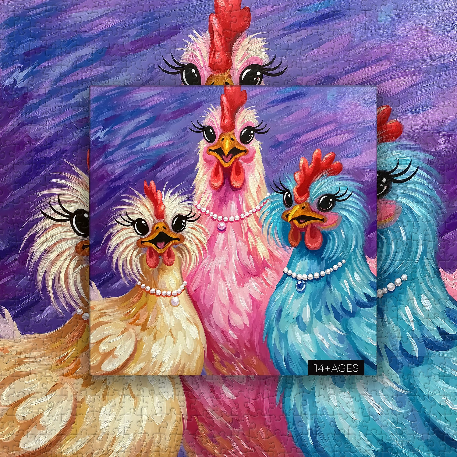 Puzzle colorato e chic con polli, 1000 pezzi