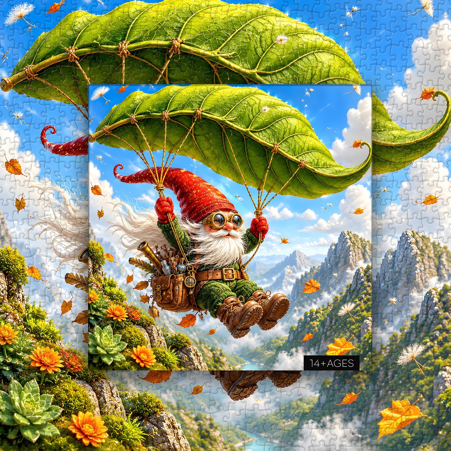 Leaf Gliding Gnome Jigsaw Puzzle 1000 Pieces