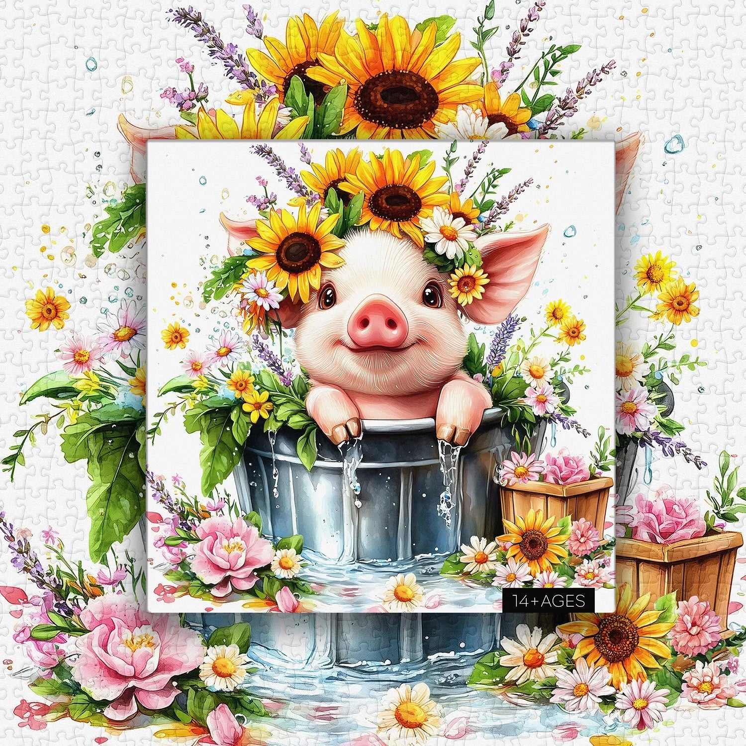Flower Crown Pig Jigsaw Puzzle 1000 Pieces