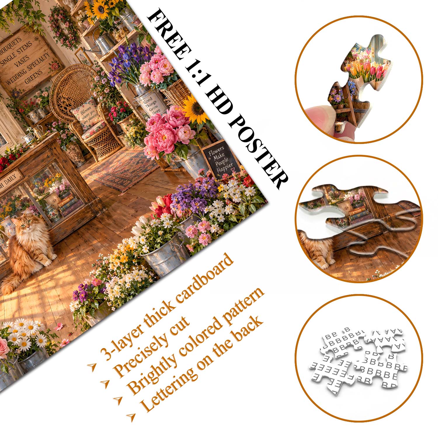 Retro Flower Cottage Jigsaw Puzzle 1000 Piece