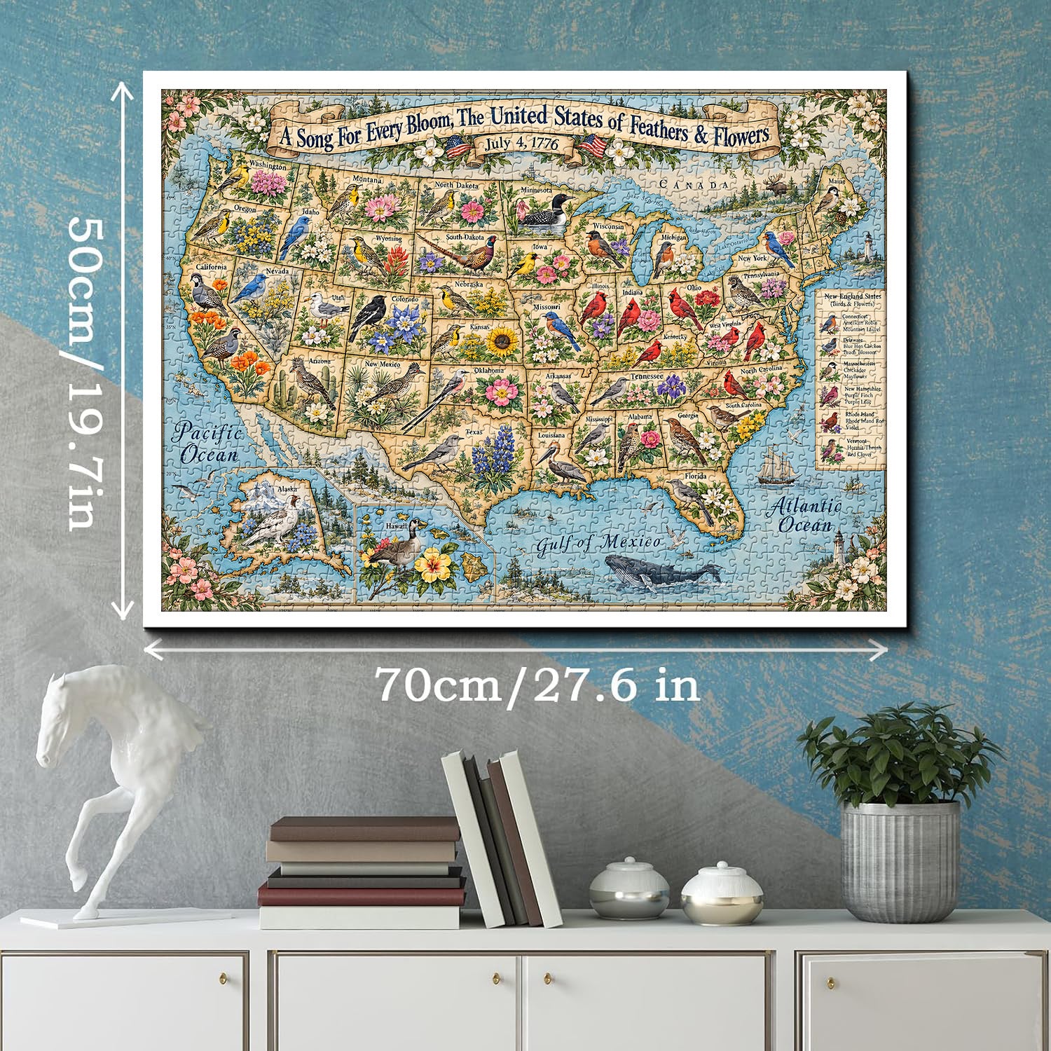 Feathers & Flowers Map Jigsaw Puzzle 1000 Pieces