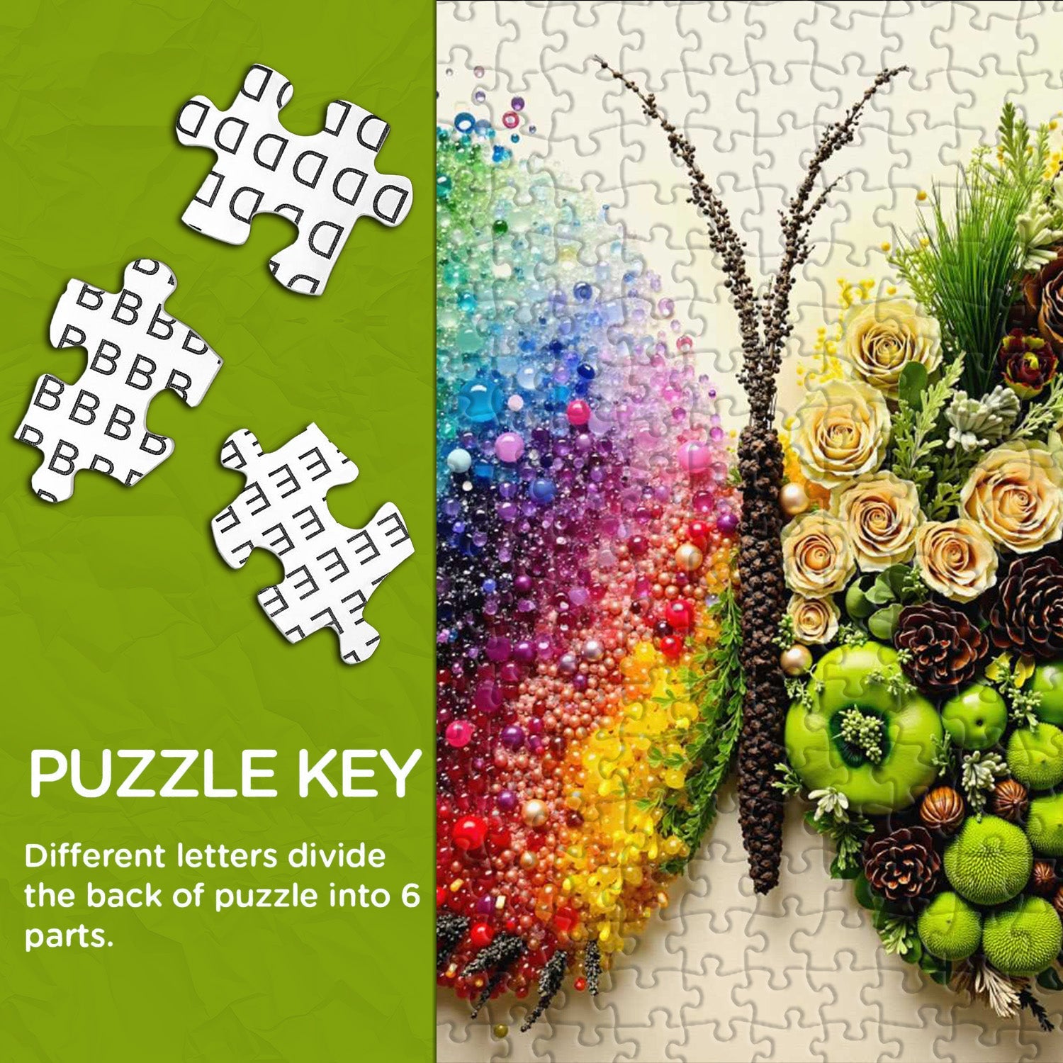 Puzzle con farfalla botanica da 1000 pezzi