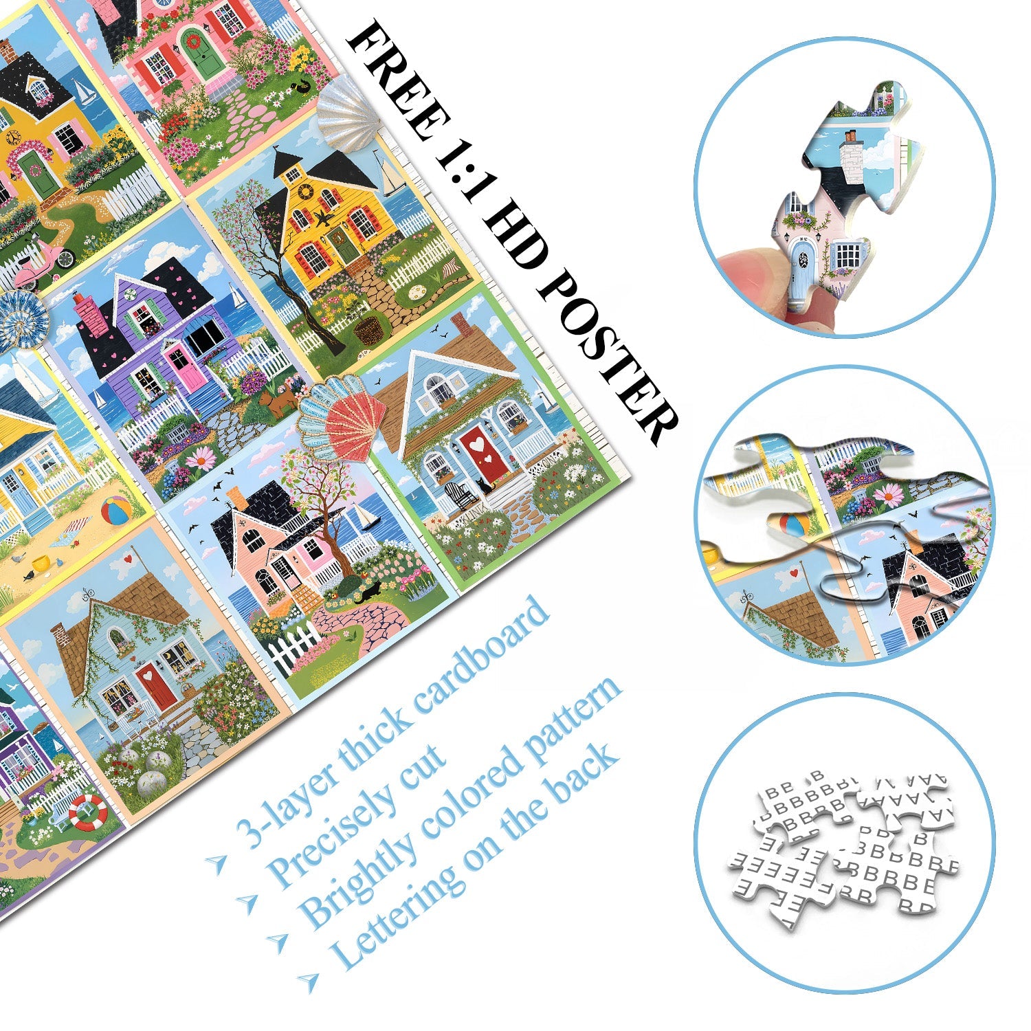 Coastal Cottage Collage Jigsaw Puzzle 1000 Pieces