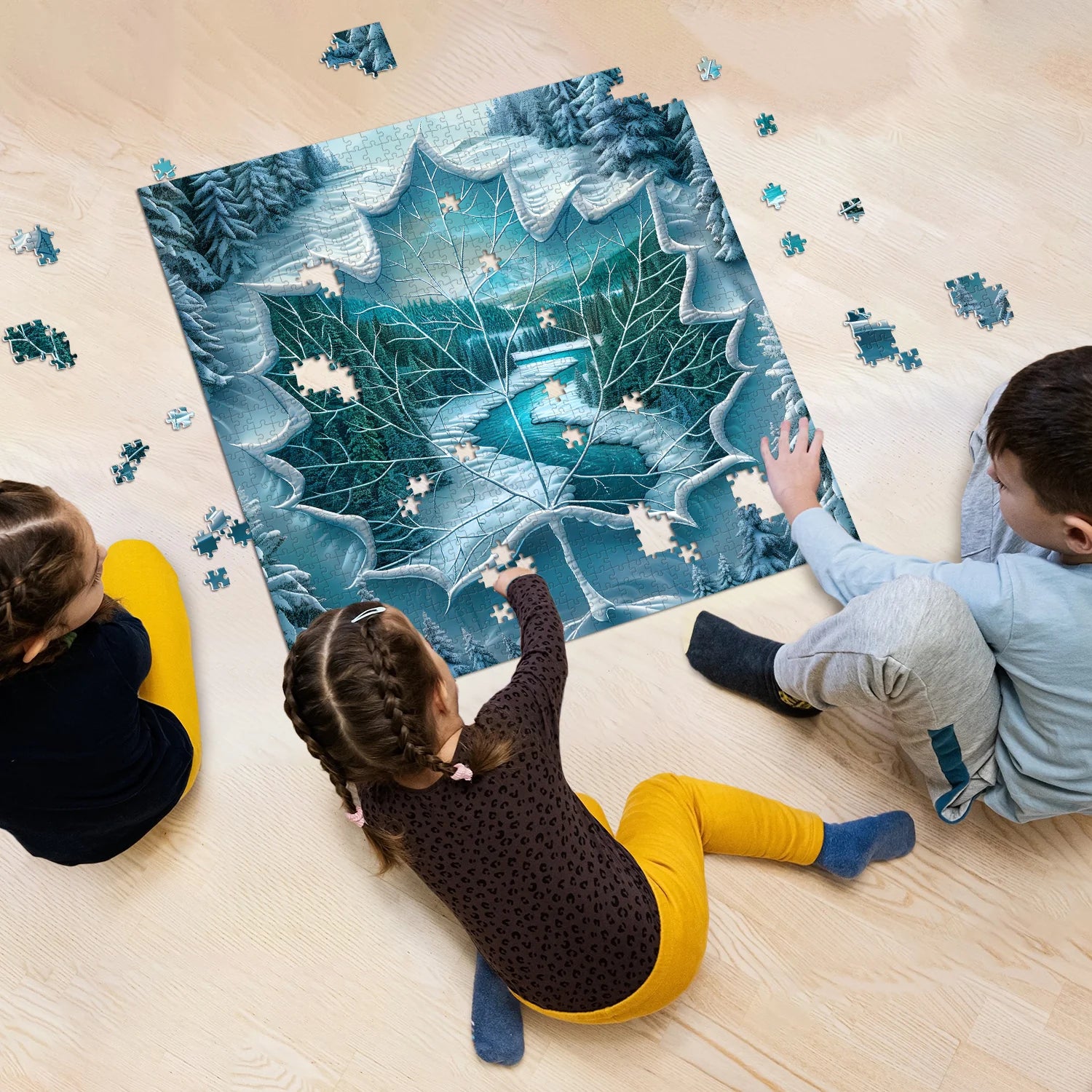 Invernale foglia di fiume puzzle puzzle 1000 pezzi