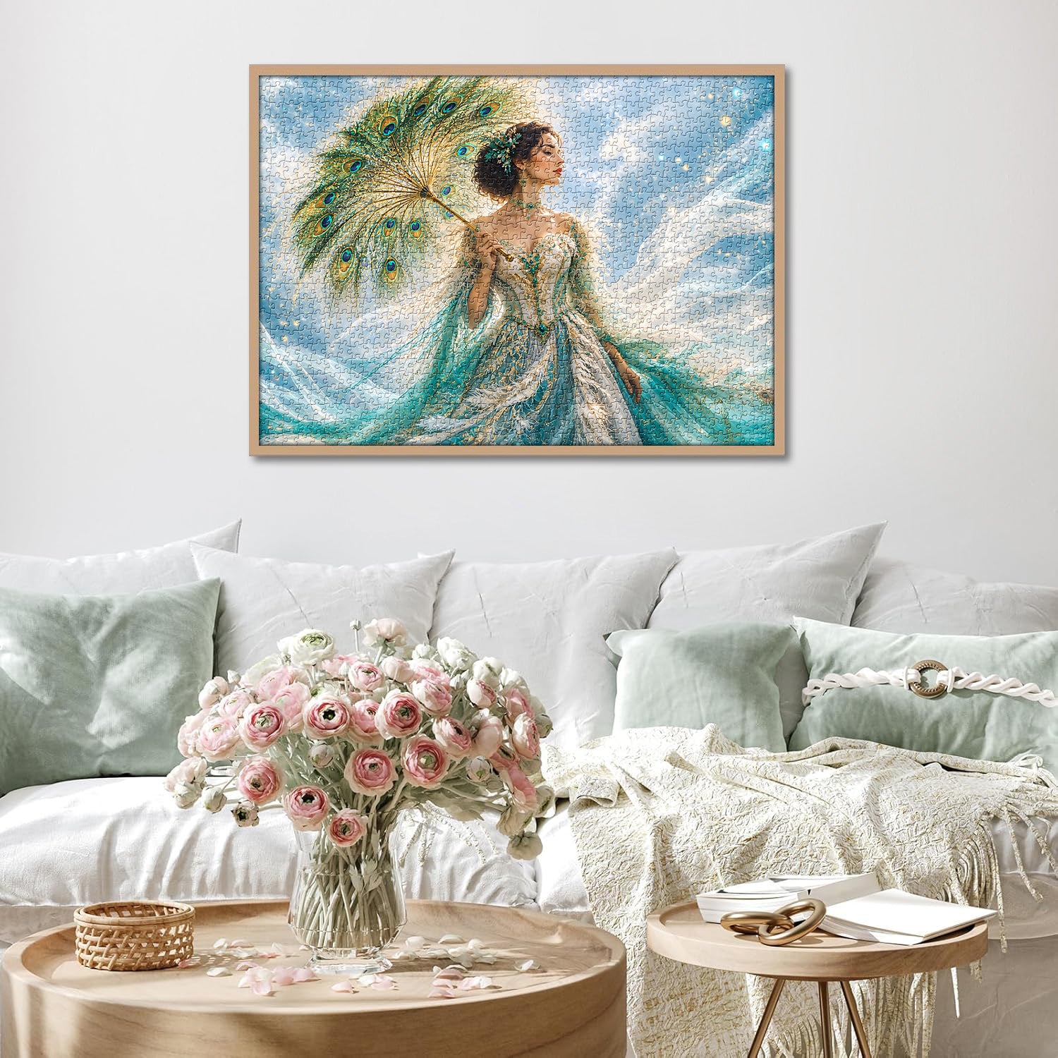Azure Peacock Diva Jigsaw Puzzle 1000 Pieces