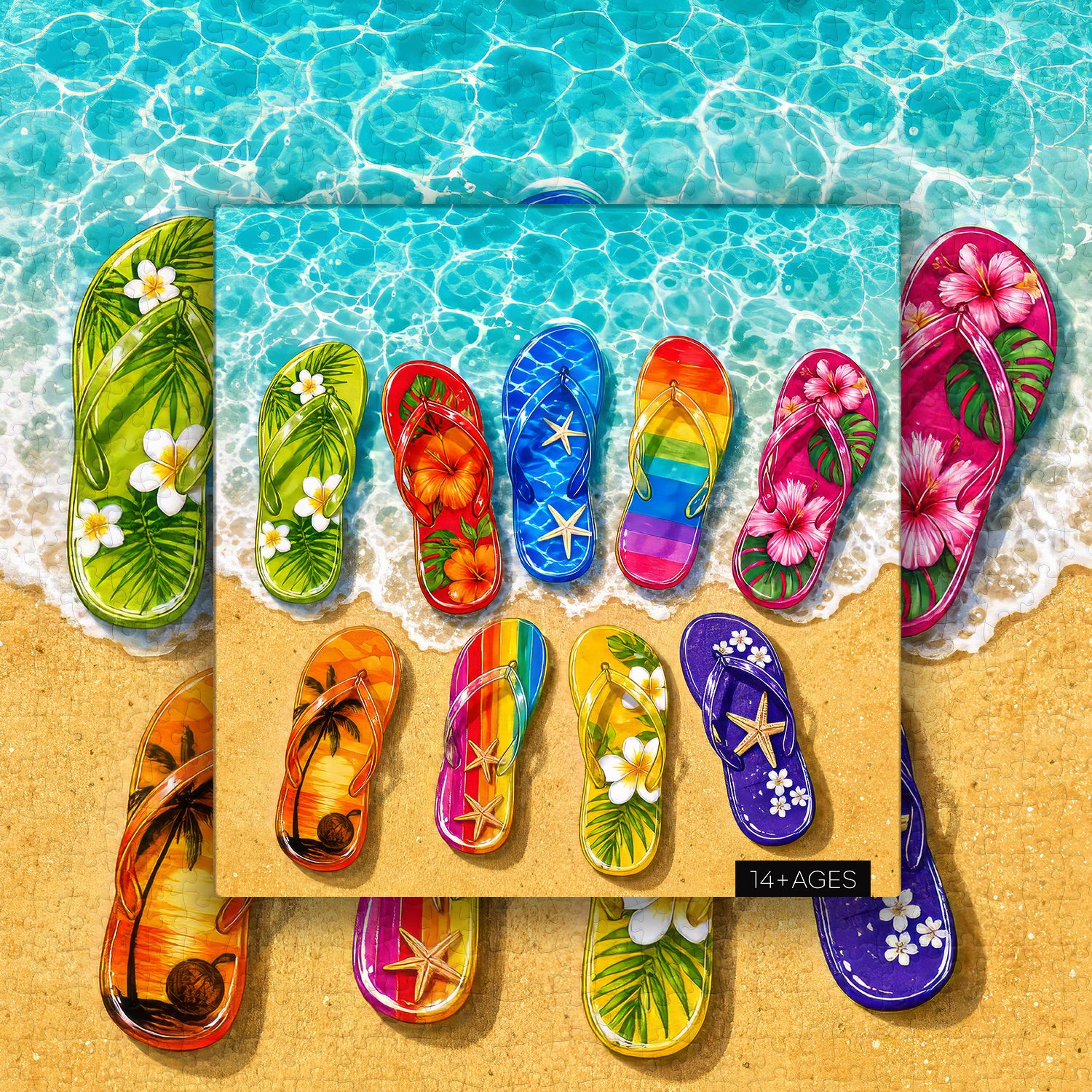 Buntes Sommer-Flip-Flops-Puzzle 1000 Teile