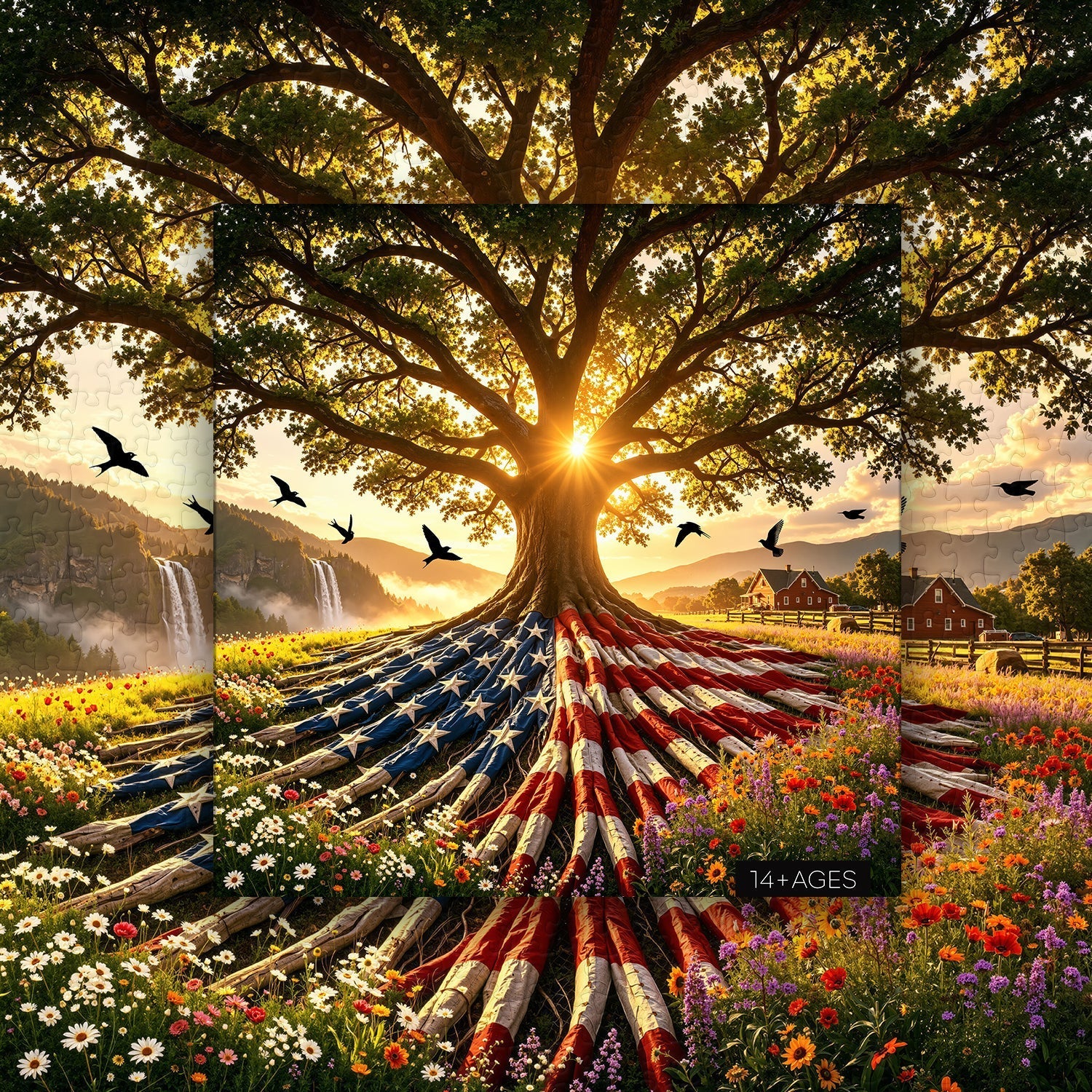 Flag Roots Sunset Oak Jigsaw Puzzle 1000 Pieces