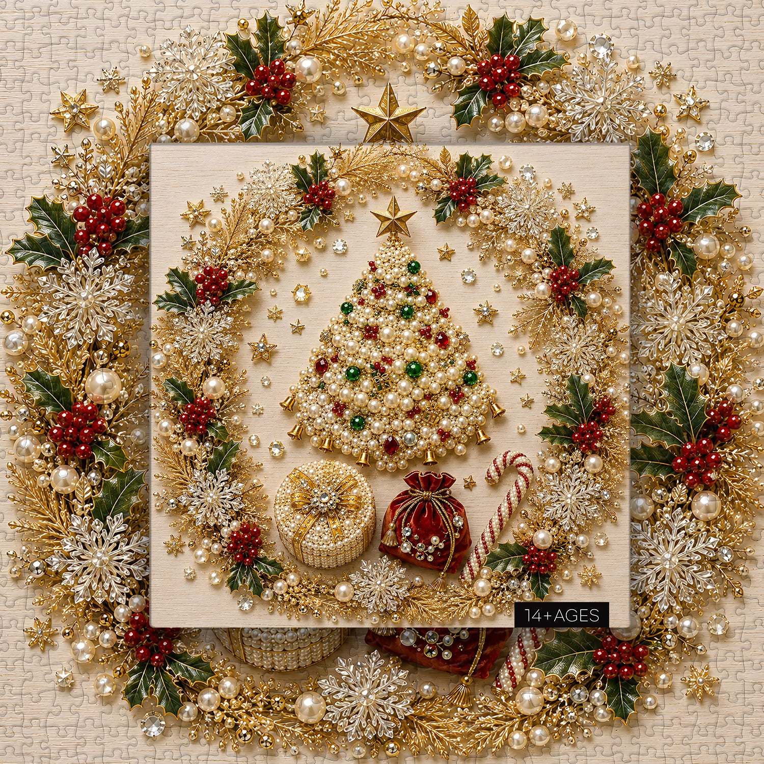 Pearl Christmas Wreath Jigsaw Puzzle 1000 Pieces