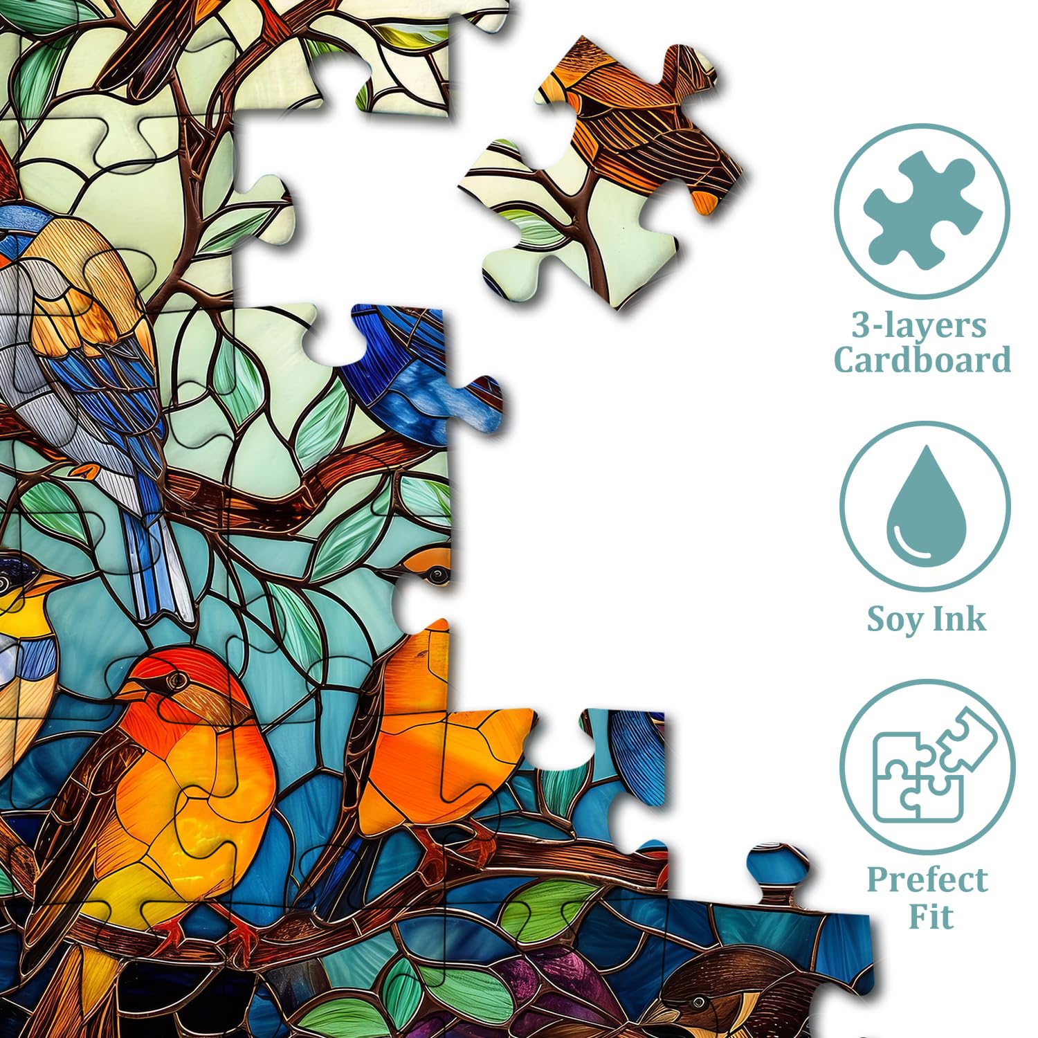 Stained Glass Bird Tree Jigsaw Puzzle 1000 Pieces