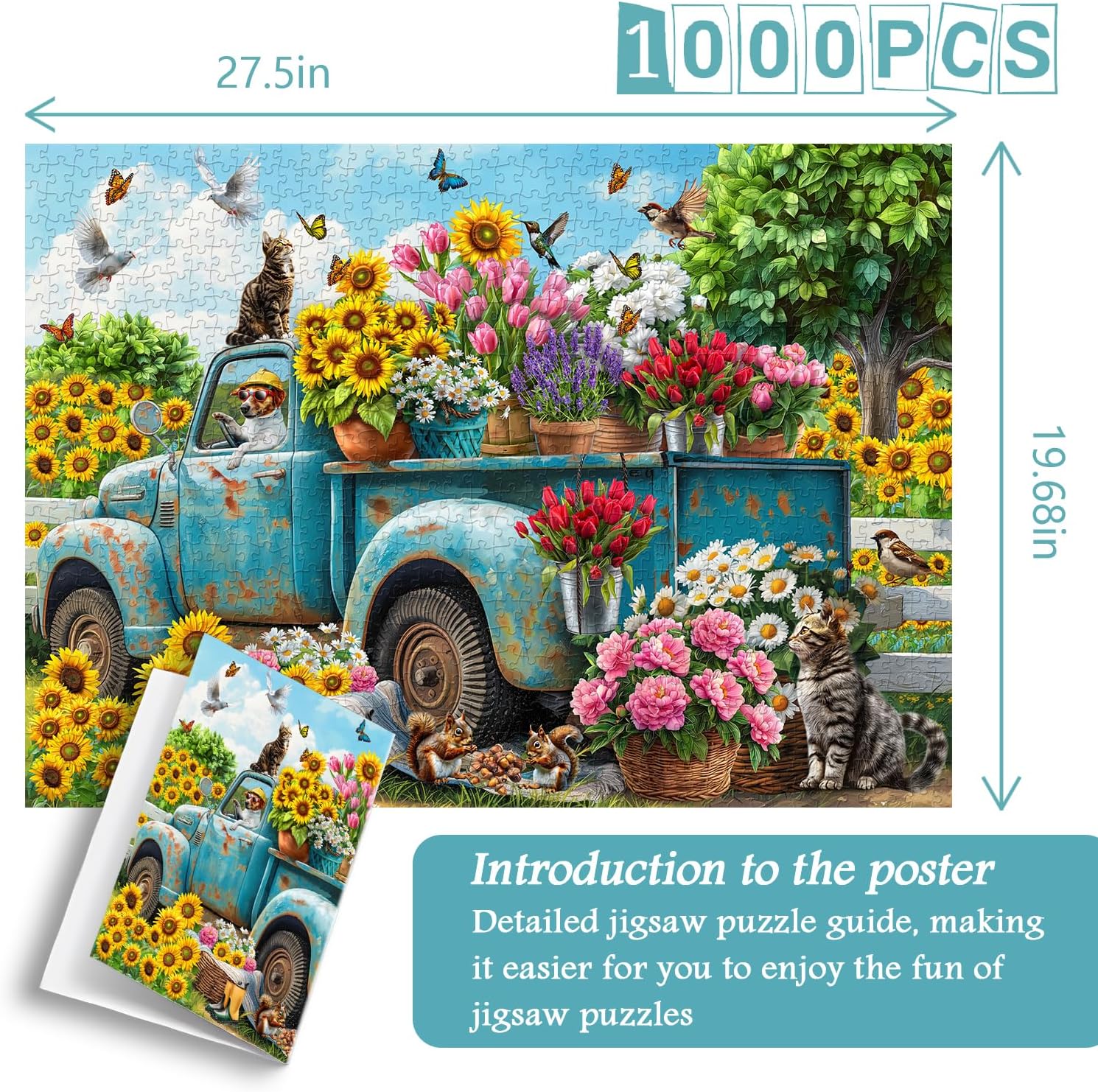 Flowers and Truck Jigsaw Puzzle 1000 Pieces