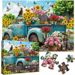 Flowers and Truck Jigsaw Puzzle 1000 Pieces