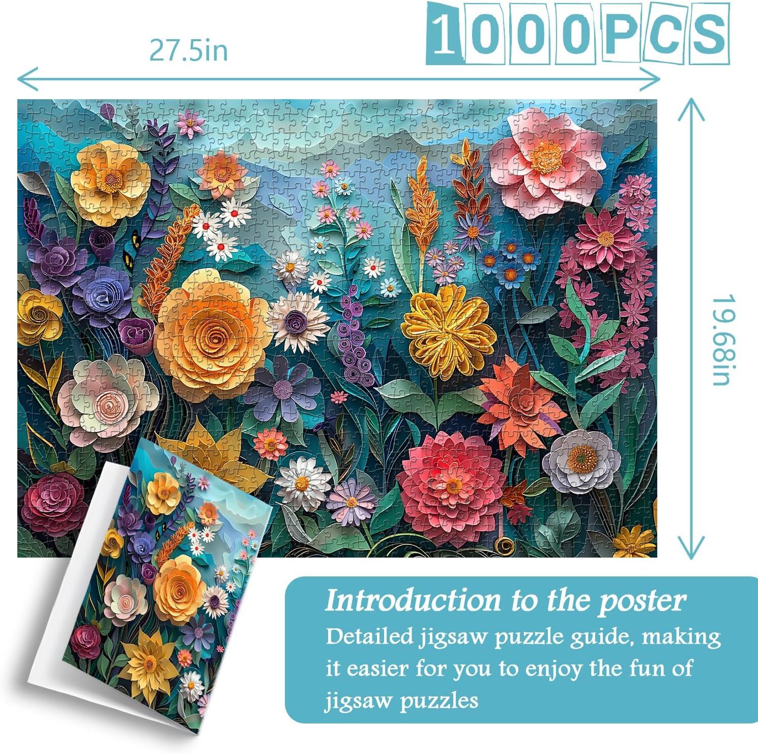 Paper Cut Art Floral Jigsaw Puzzles 1000 Pieces