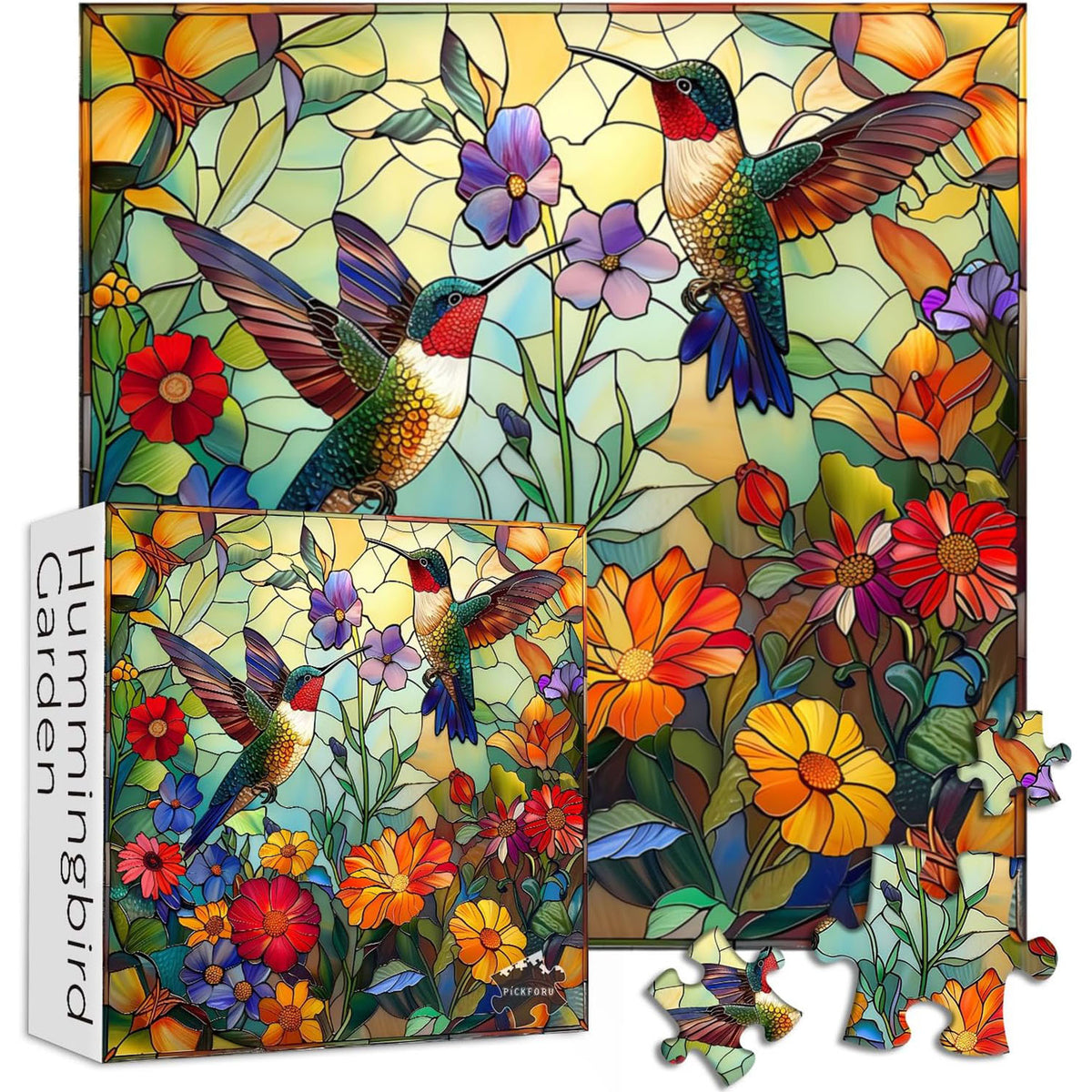 Colorful Flower Hummingbird Jigsaw Puzzle 1000 Pieces