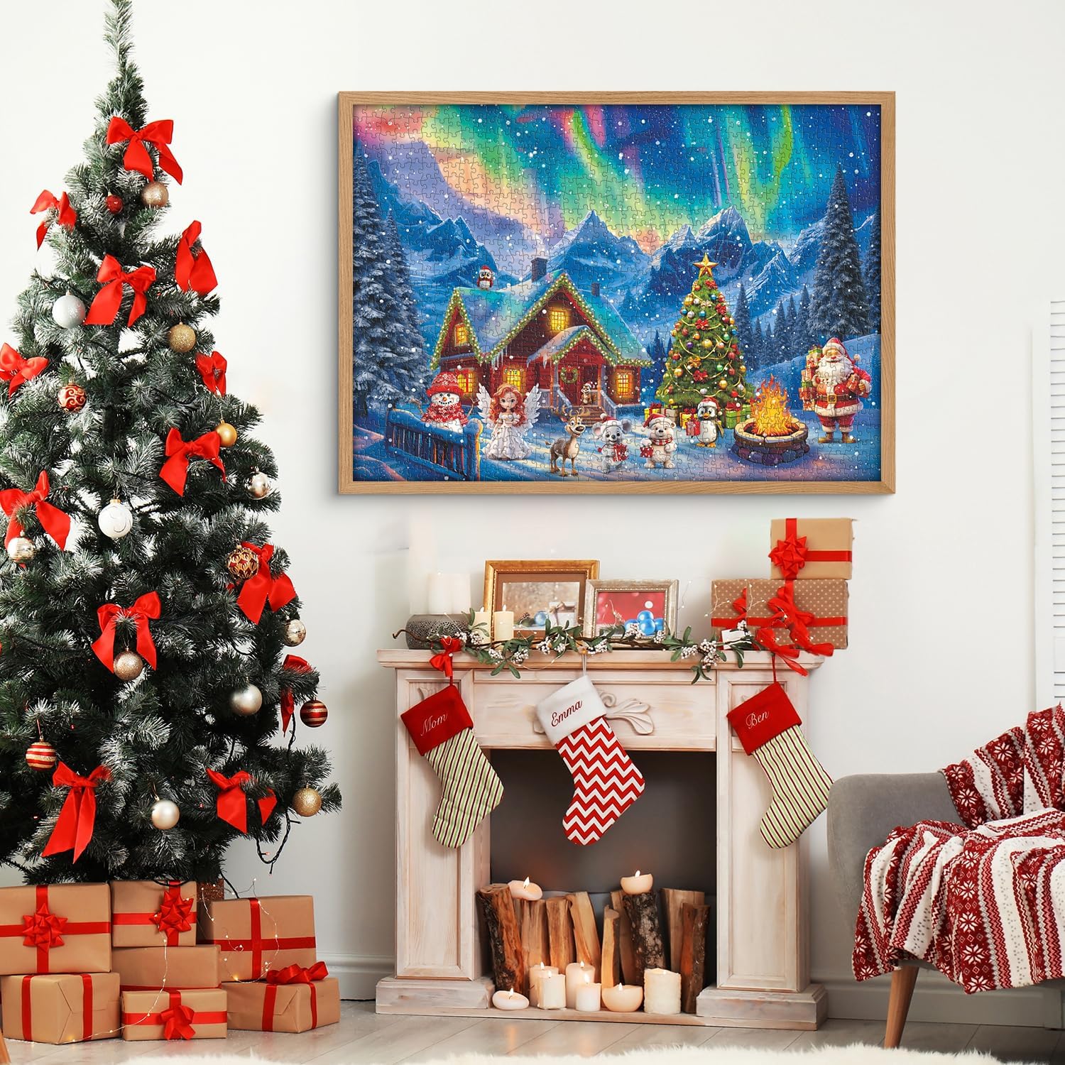 Santa's Aurora Night Jigsaw Puzzle 1000 Pieces