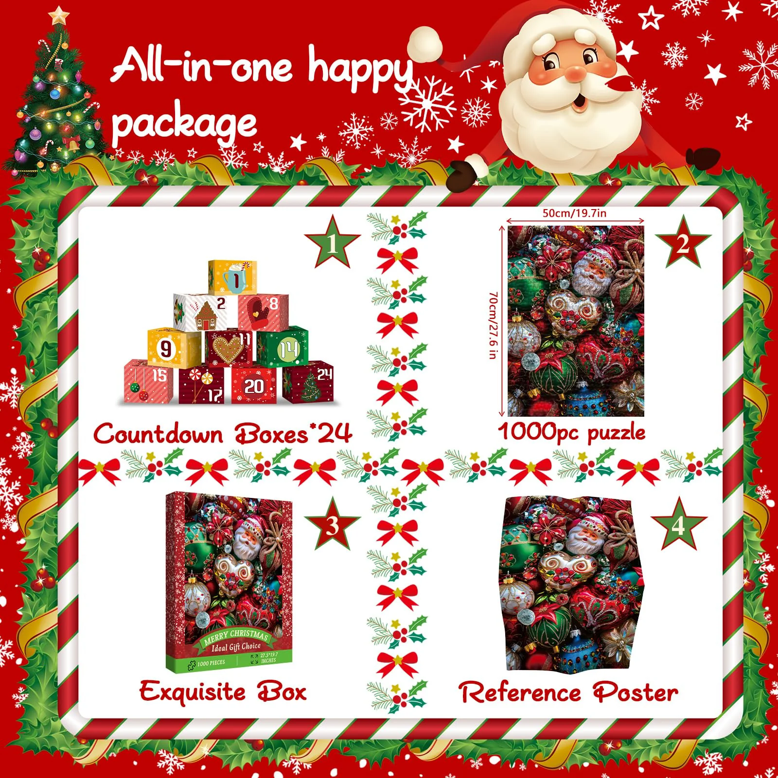 Christmas Memory Advent Calendar Jigsaw Puzzle 1000 Pieces