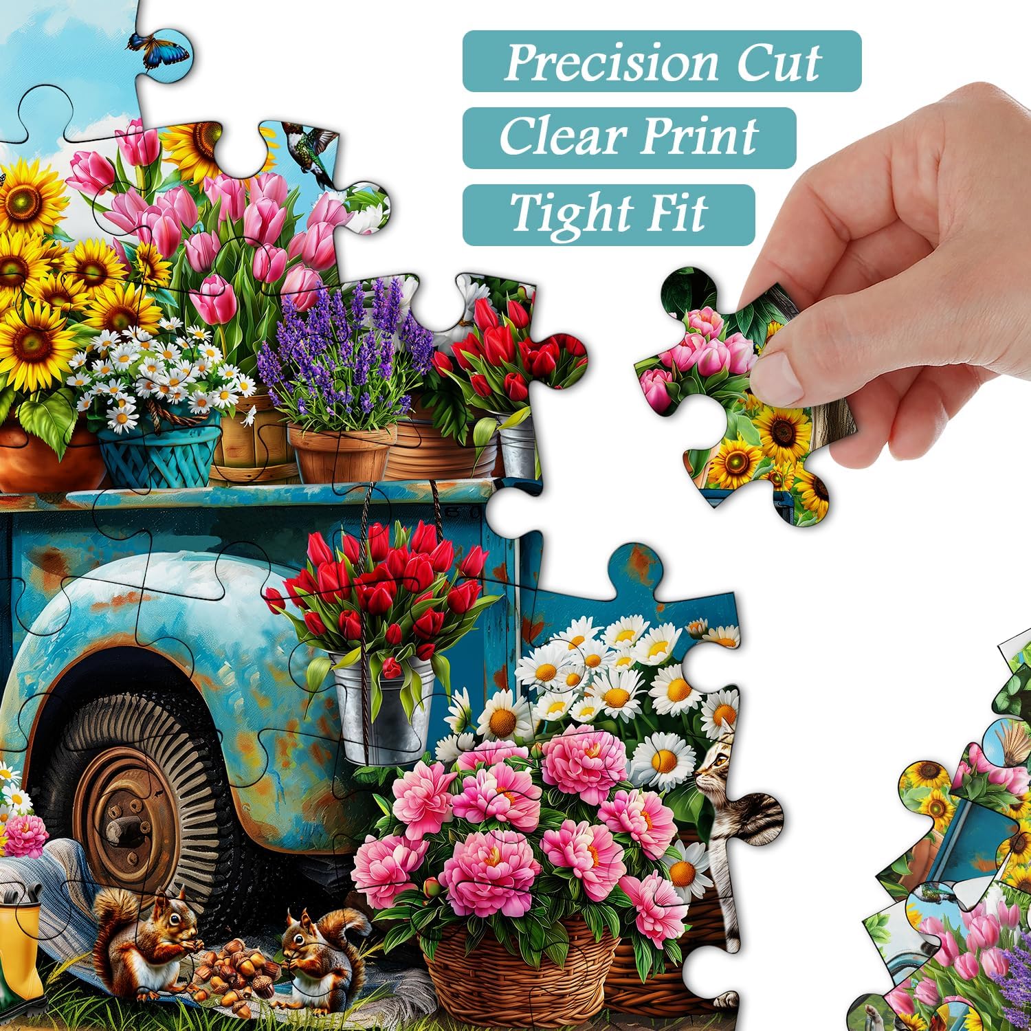 Flowers and Truck Jigsaw Puzzle 1000 Pieces