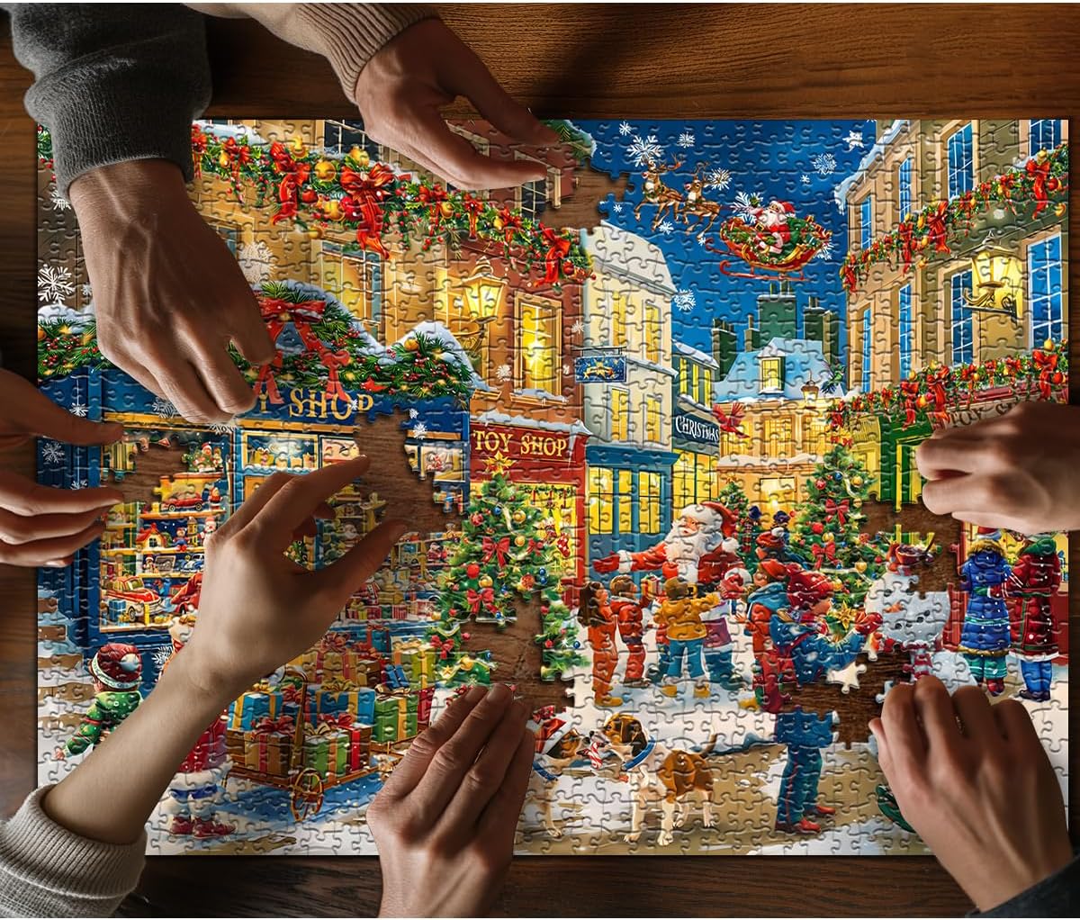 Joyful Christmas Street Jigsaw Puzzle 1000 Pieces