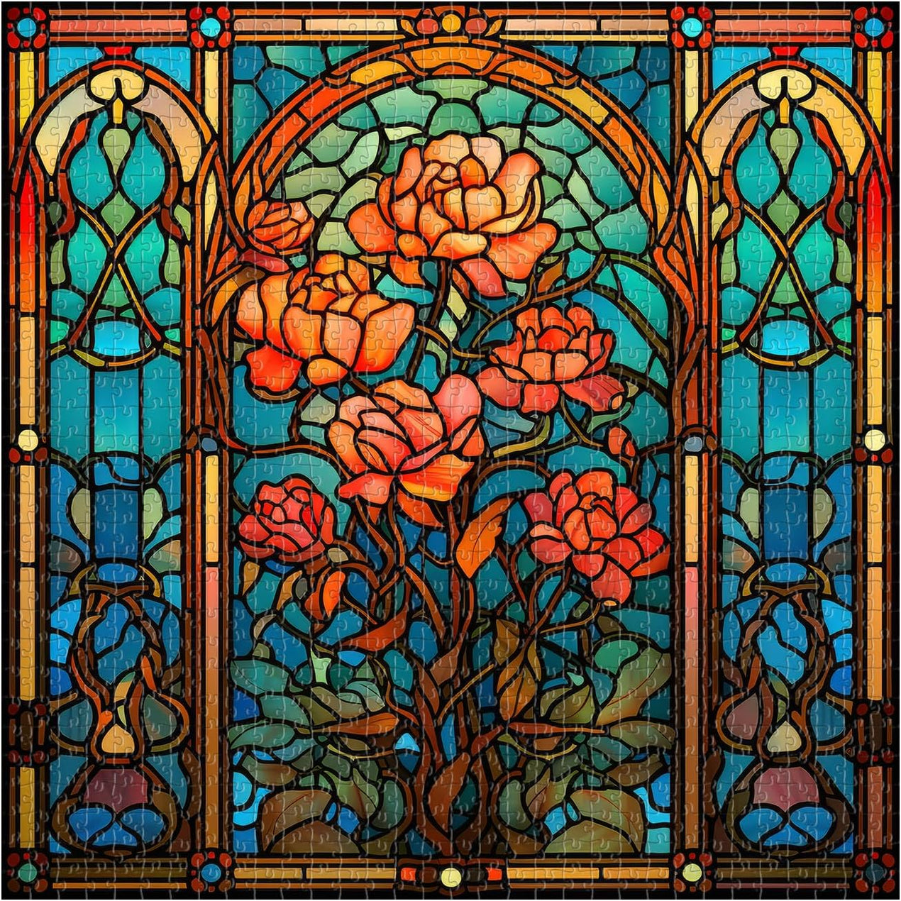 Stained Glass Pit Bull Jigsaw Puzzle - 300/500/1000 Piece Wooden Art Puzzle