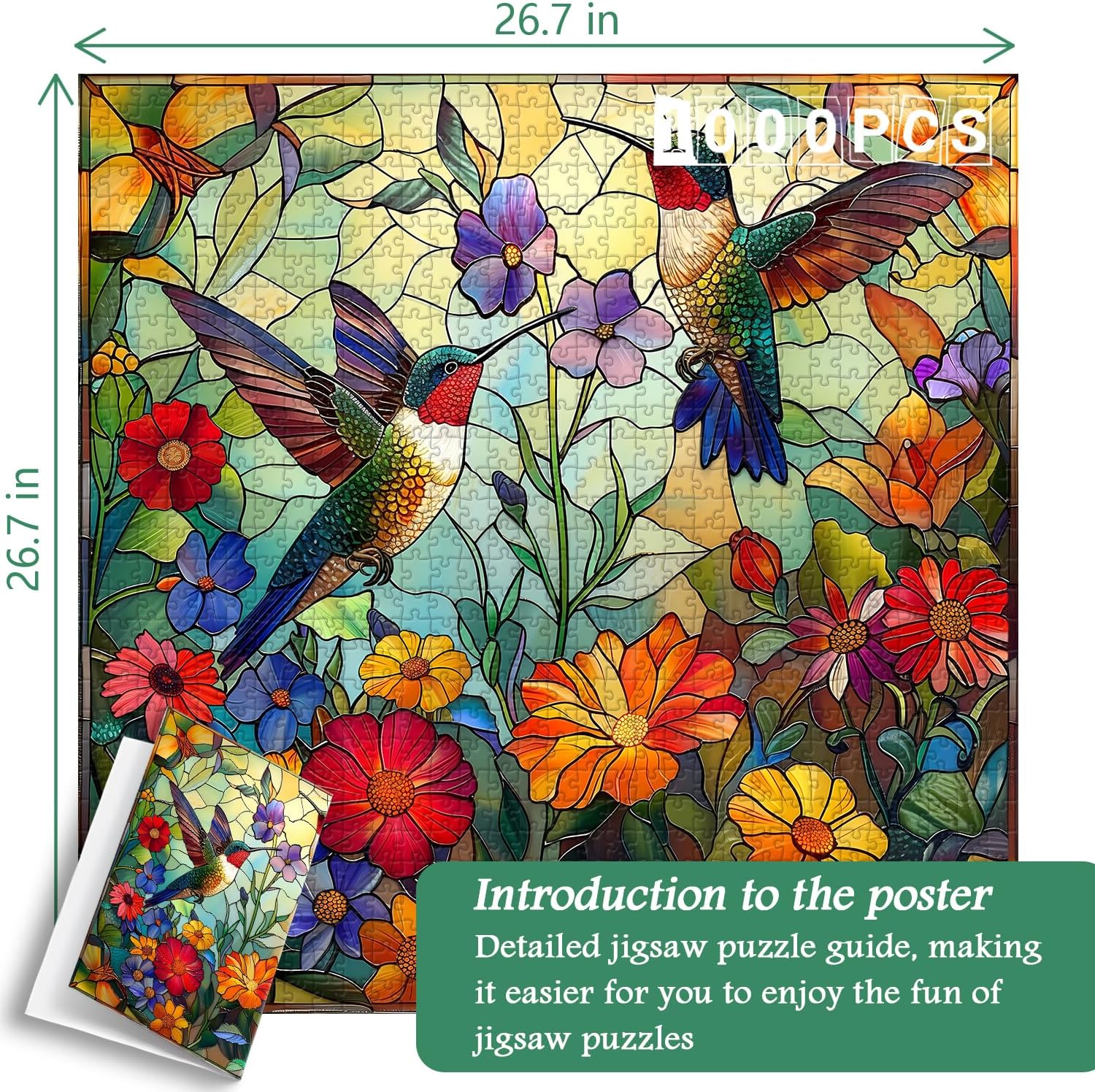 Colorful Flower Hummingbird Jigsaw Puzzle 1000 Pieces