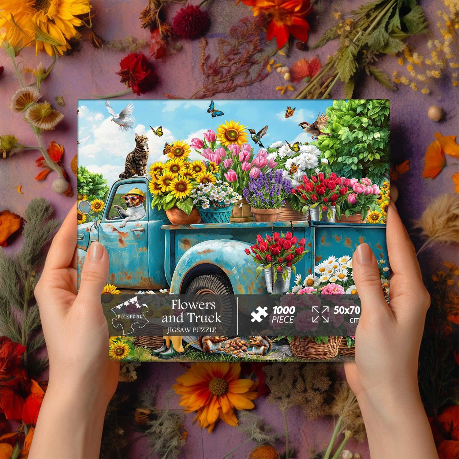 Flowers and Truck Jigsaw Puzzle 1000 Pieces