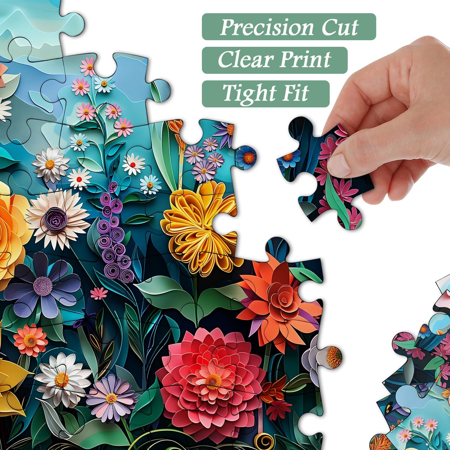 Paper Cut Art Floral Jigsaw Puzzles 1000 Pieces