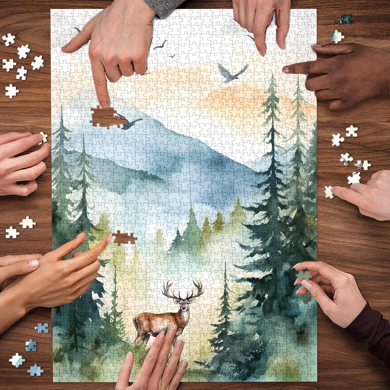 Mountains&Elk Jigsaw Puzzle 1000 Pieces