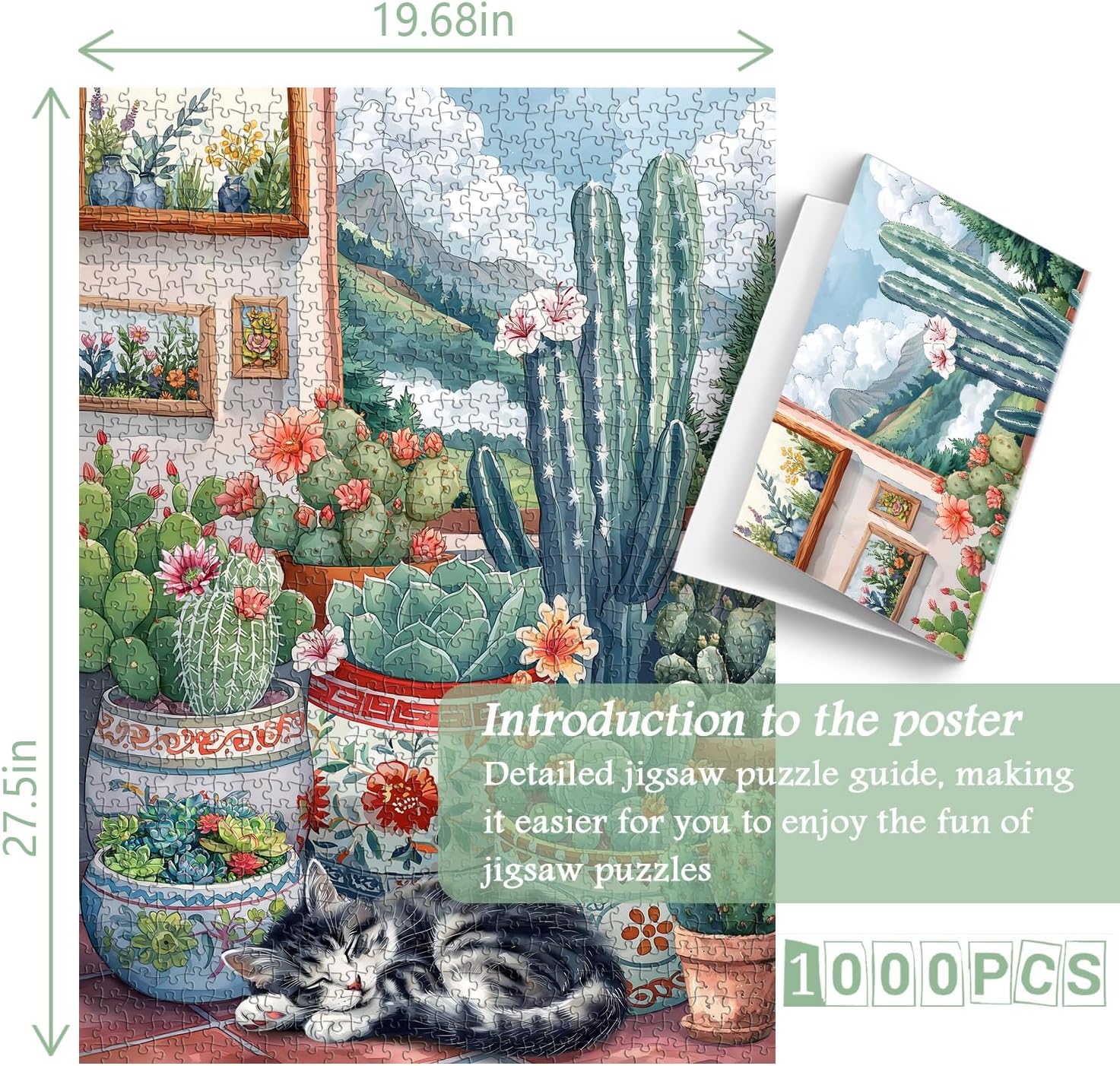 Cat & Cactus Jigsaw Puzzle 1000 Pieces