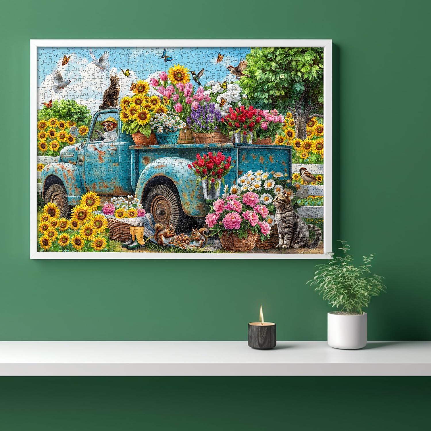 Flowers and Truck Jigsaw Puzzle 1000 Pieces