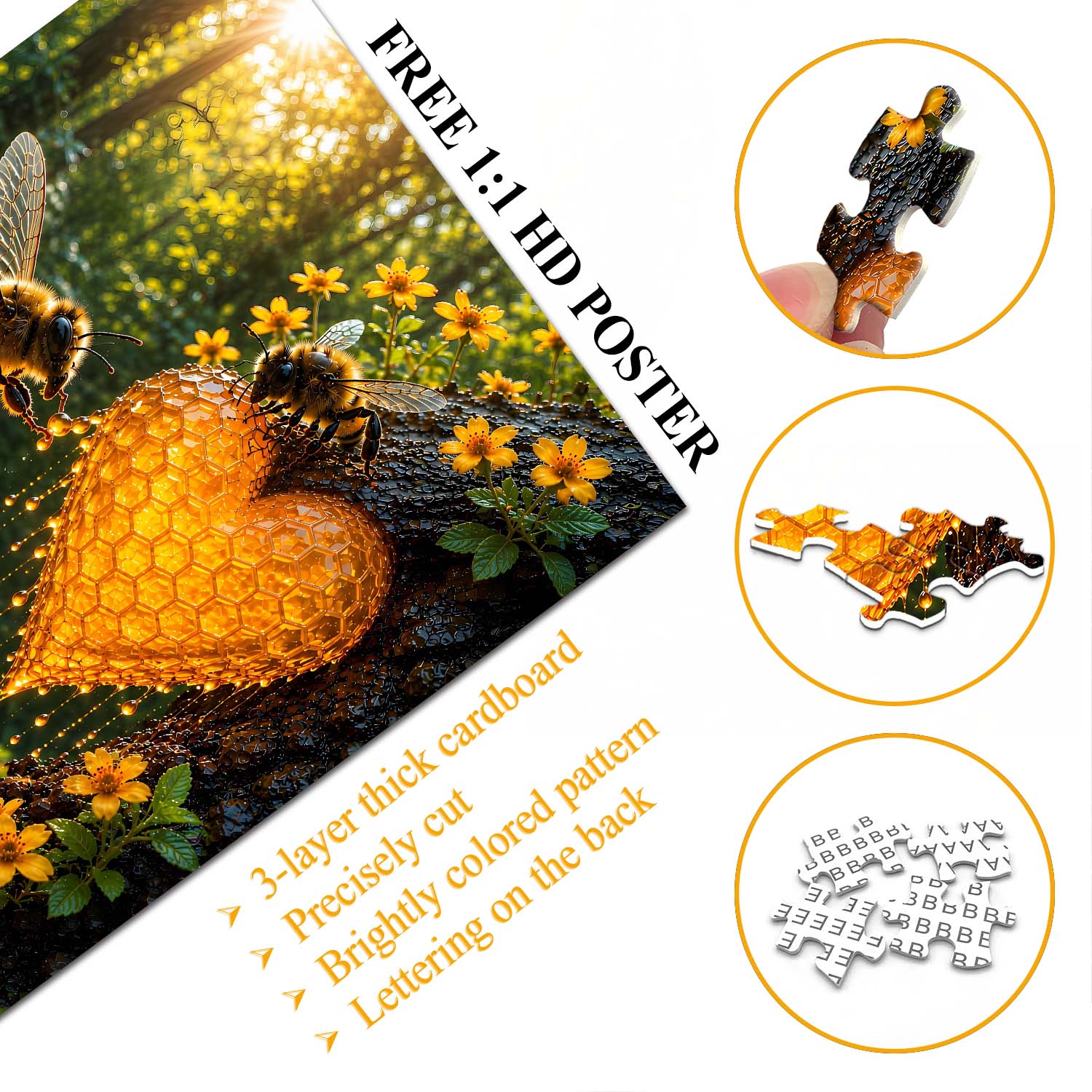 Sunlit Honey Heart Jigsaw Puzzle 1000 Pieces